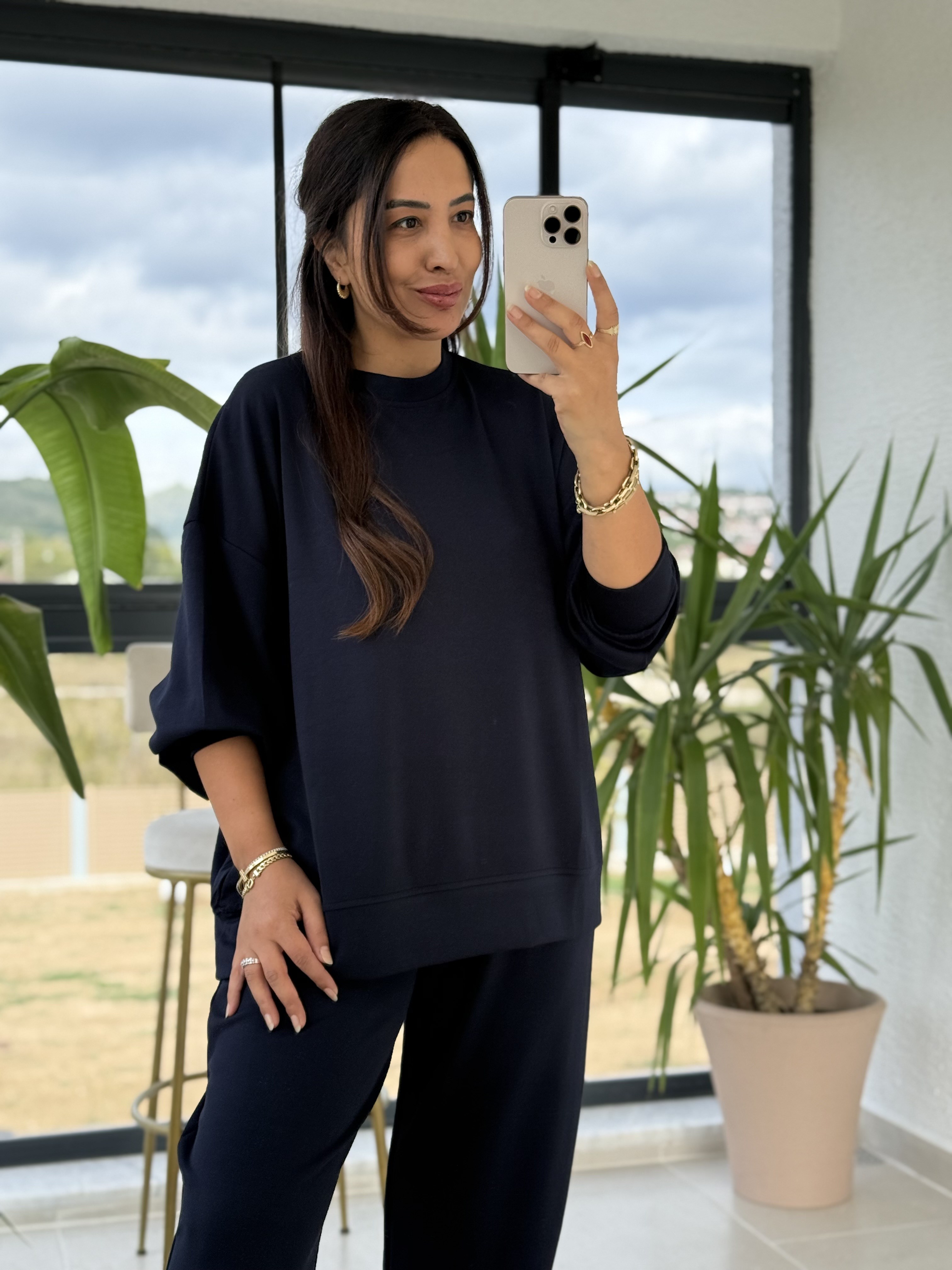 Basic Sweatli Modal Takım Lacivert