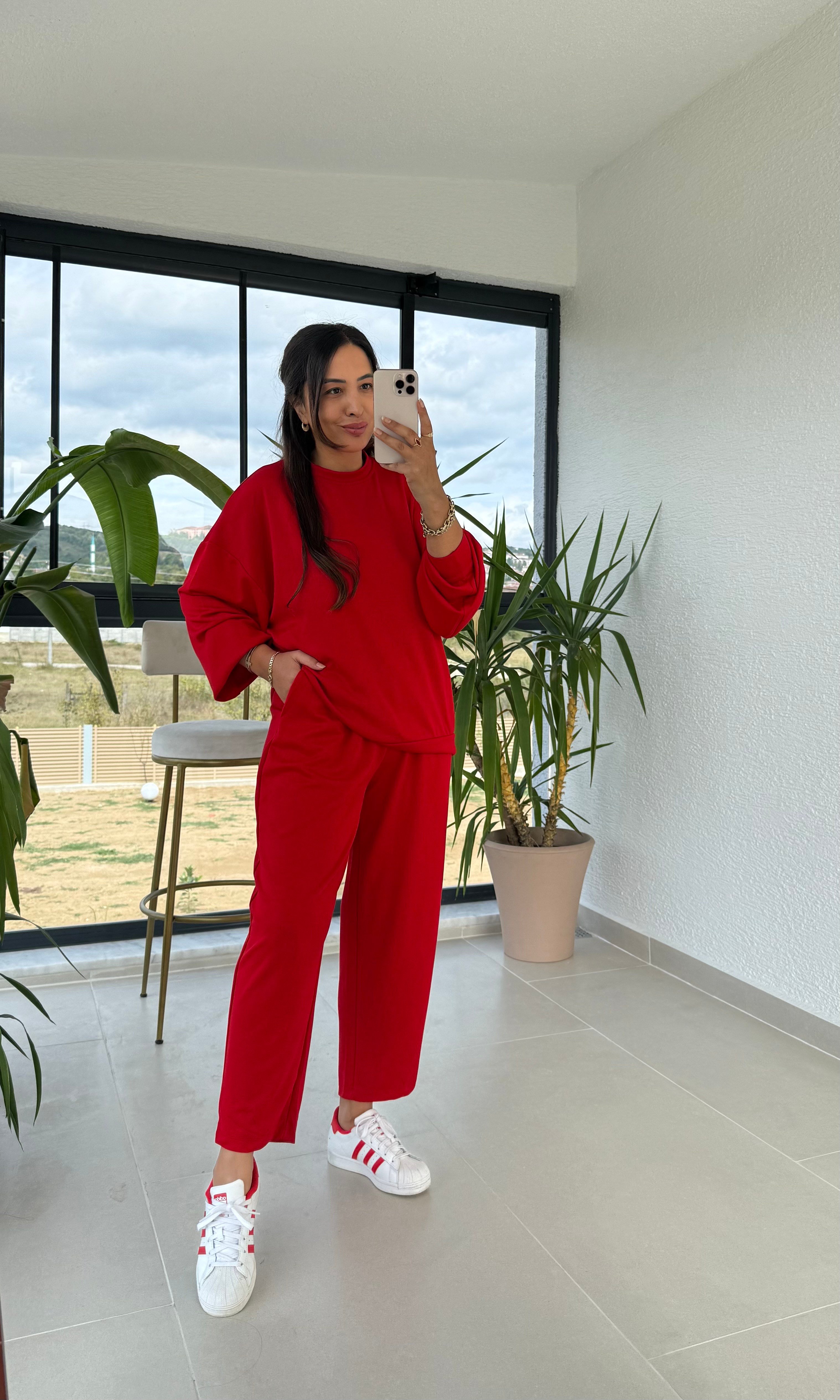 Basic Sweatli Modal Takım Kırmızı
