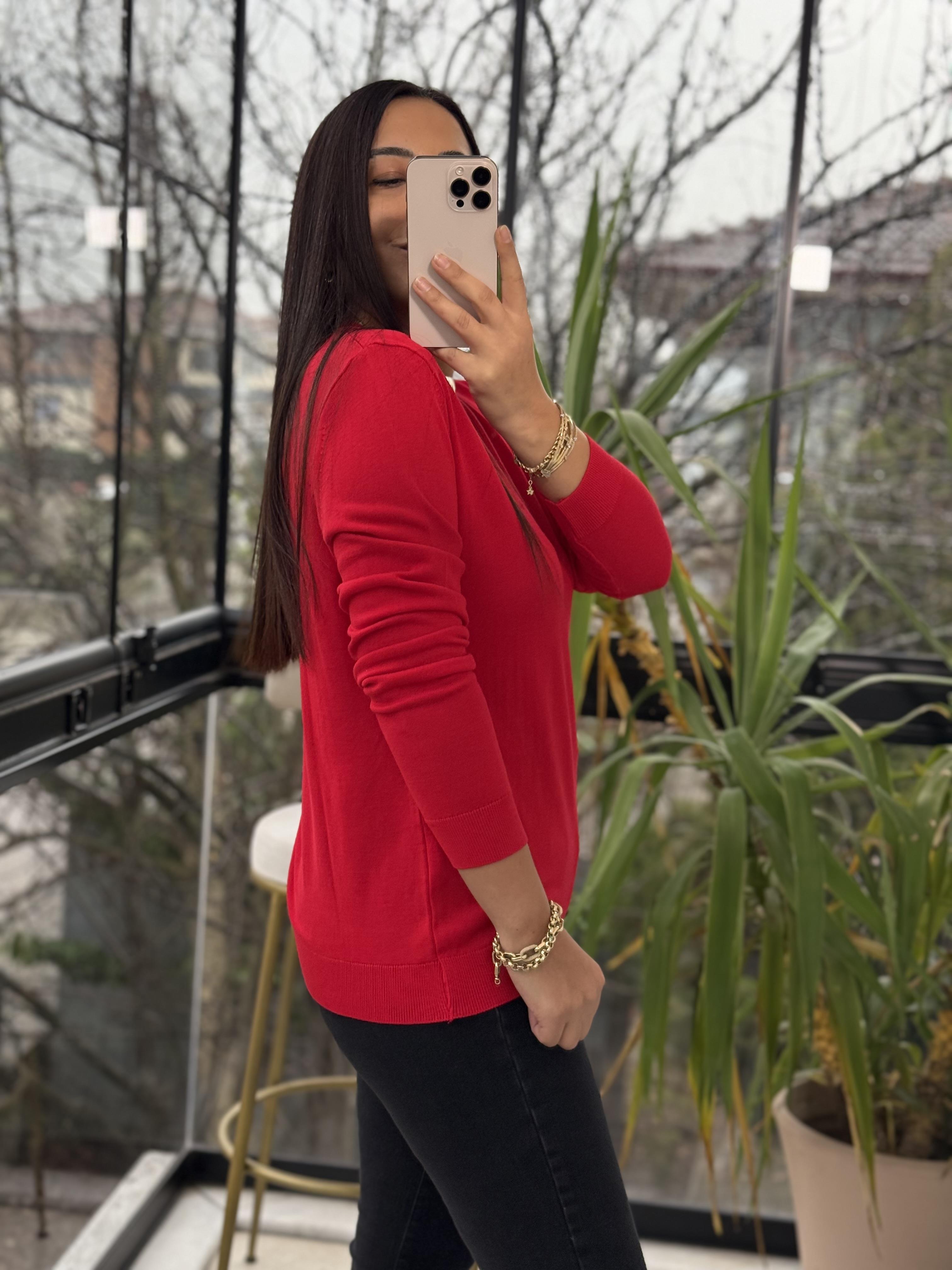 Pencere Detay Gold Tokalı Merserize Kırmızı