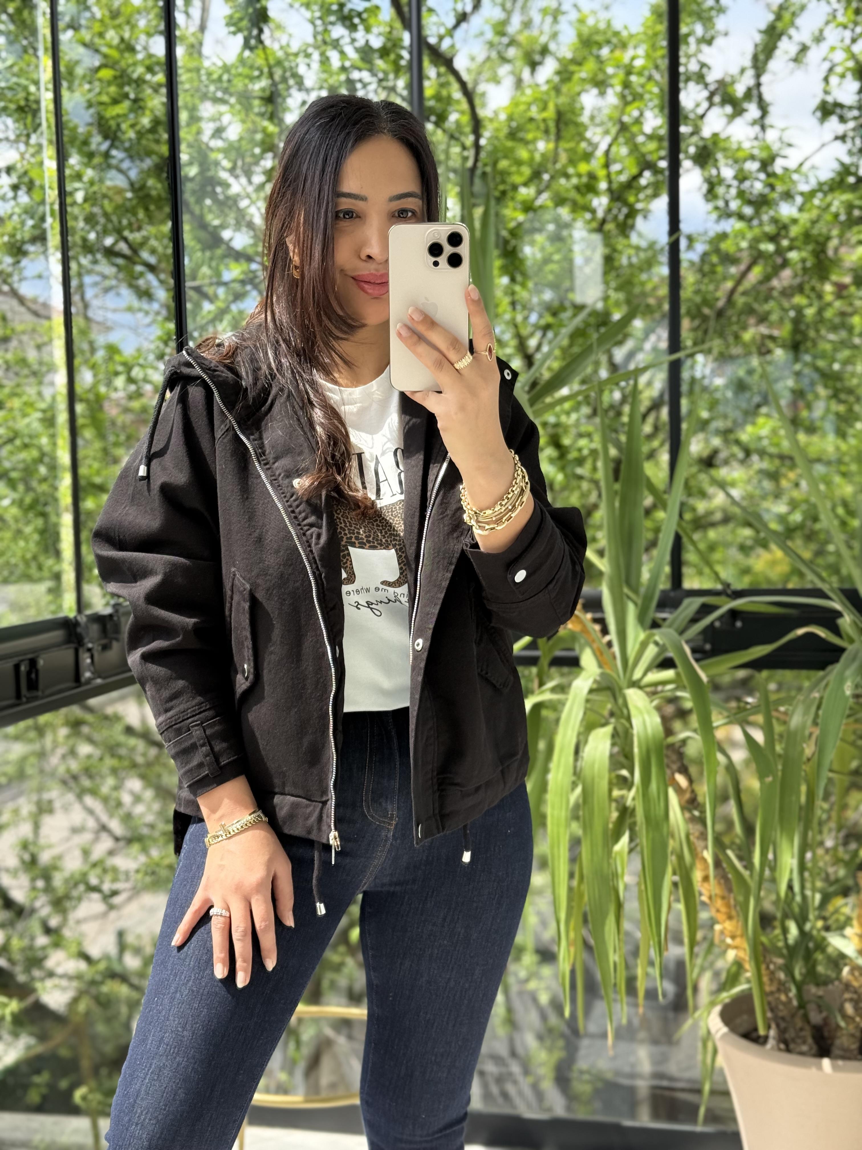 Oversize Kapuşonlu Ceket Siyah