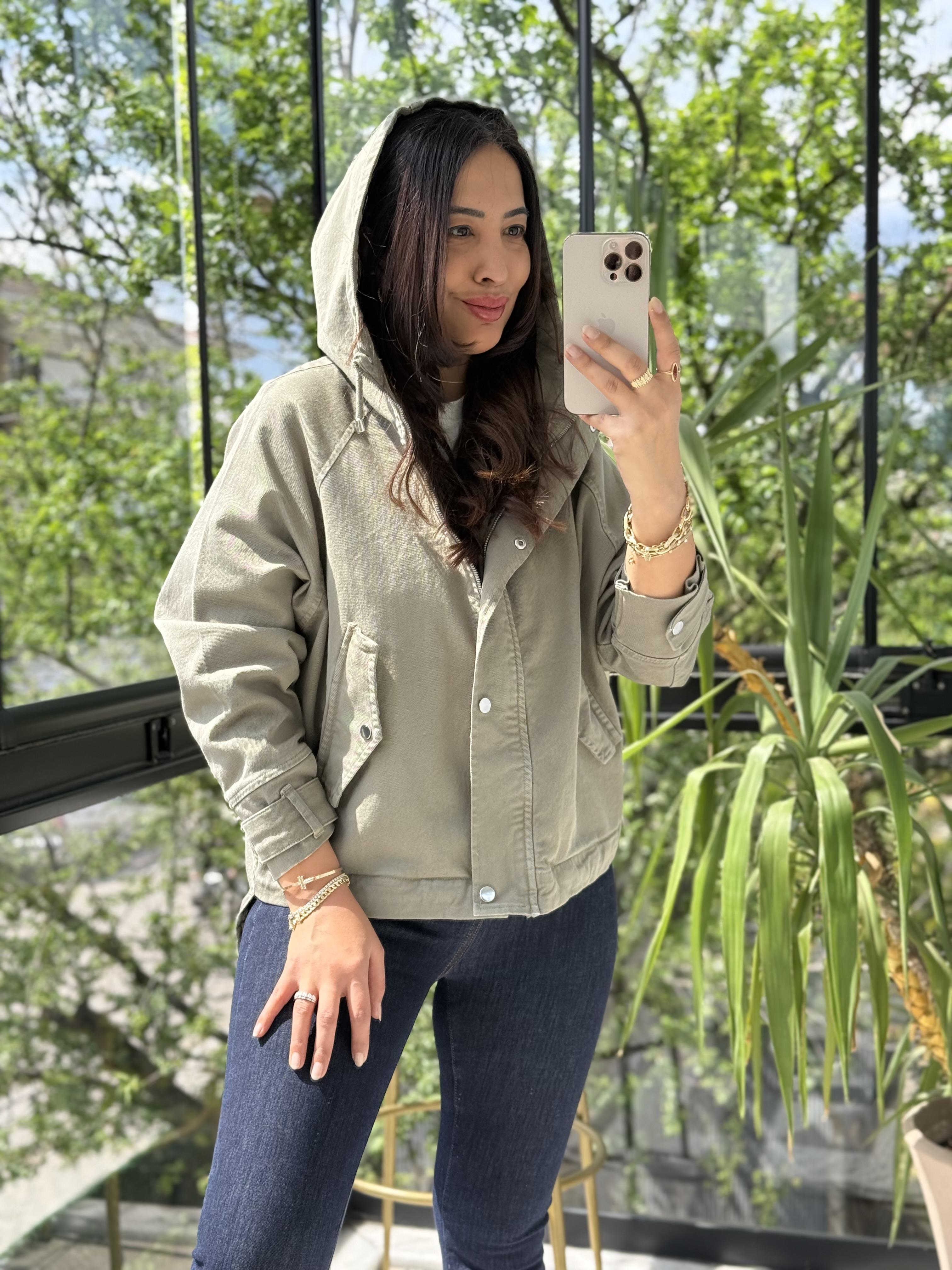 Oversize Kapuşonlu Ceket Yeşil