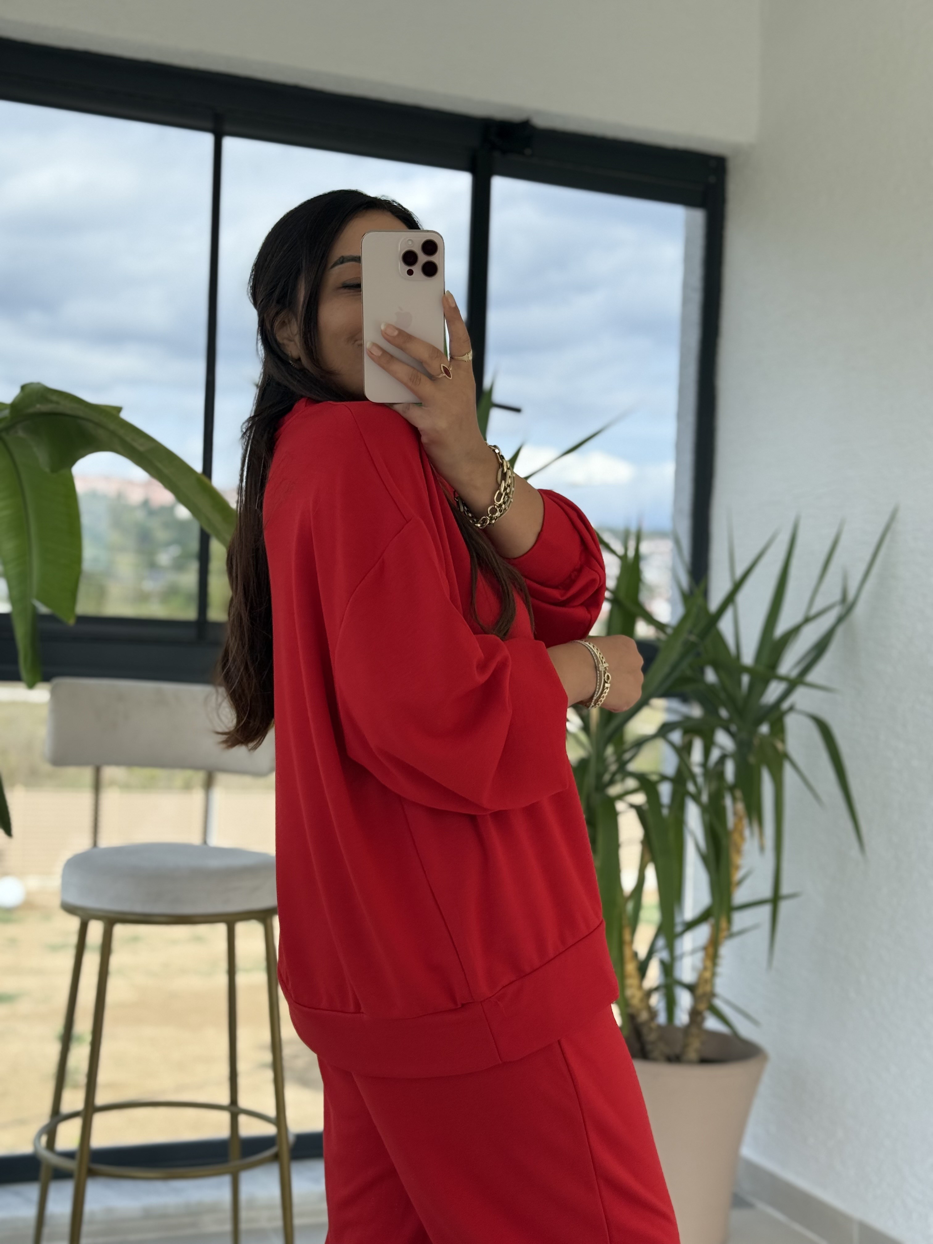 Basic Sweatli Modal Takım Kırmızı