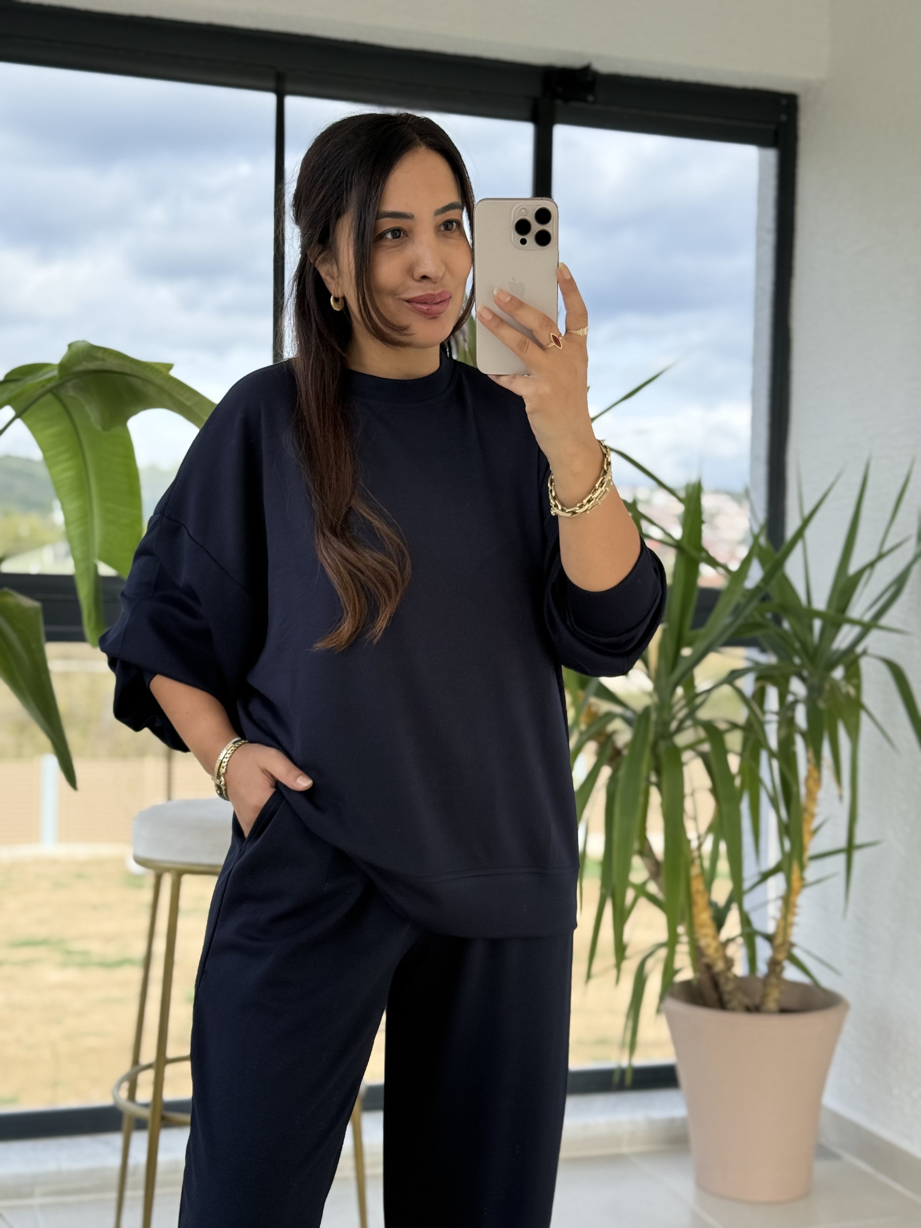 Basic Sweatli Modal Takım Lacivert