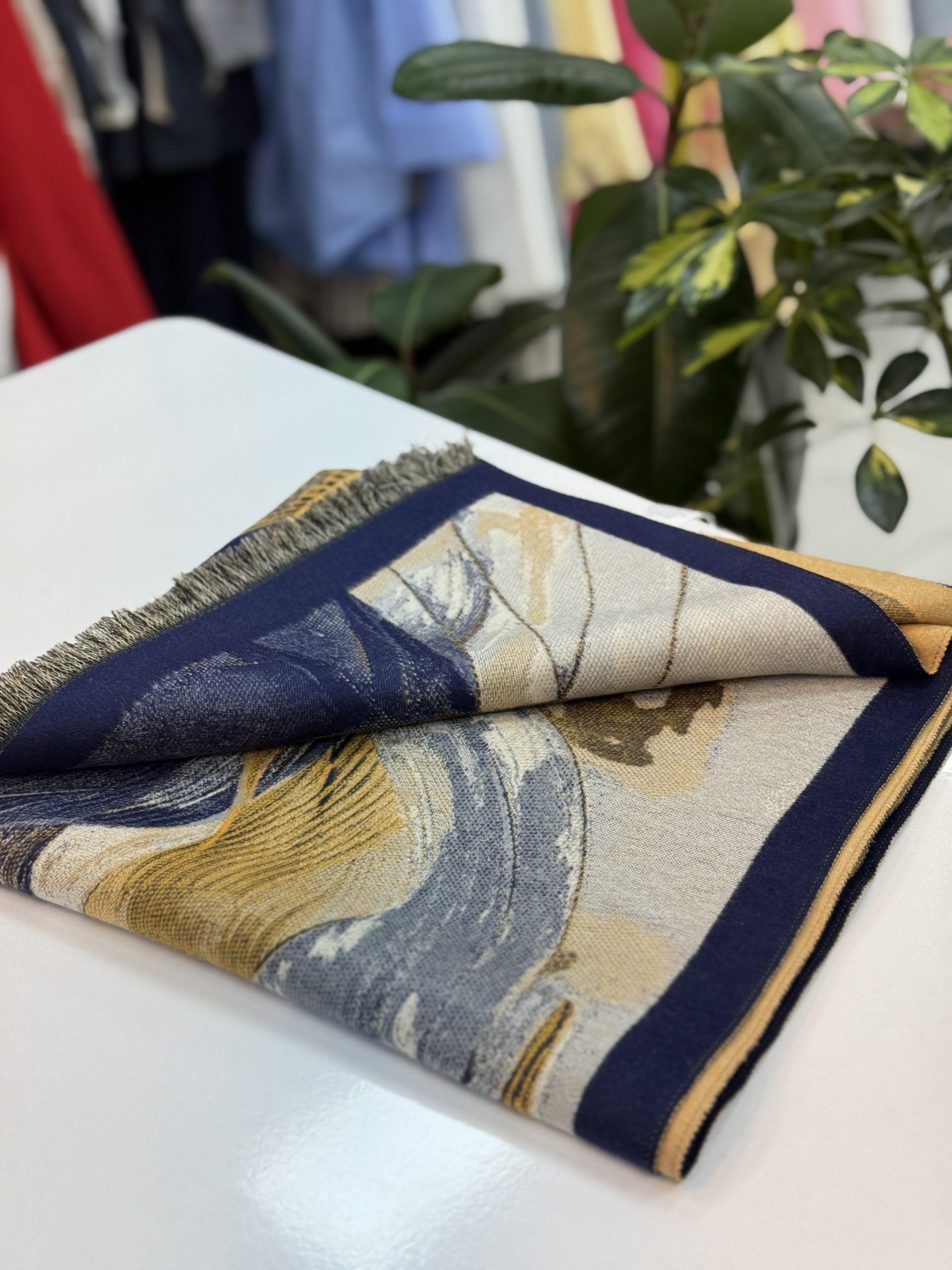 İthal Desenli  Kaşmir Şal Hardal