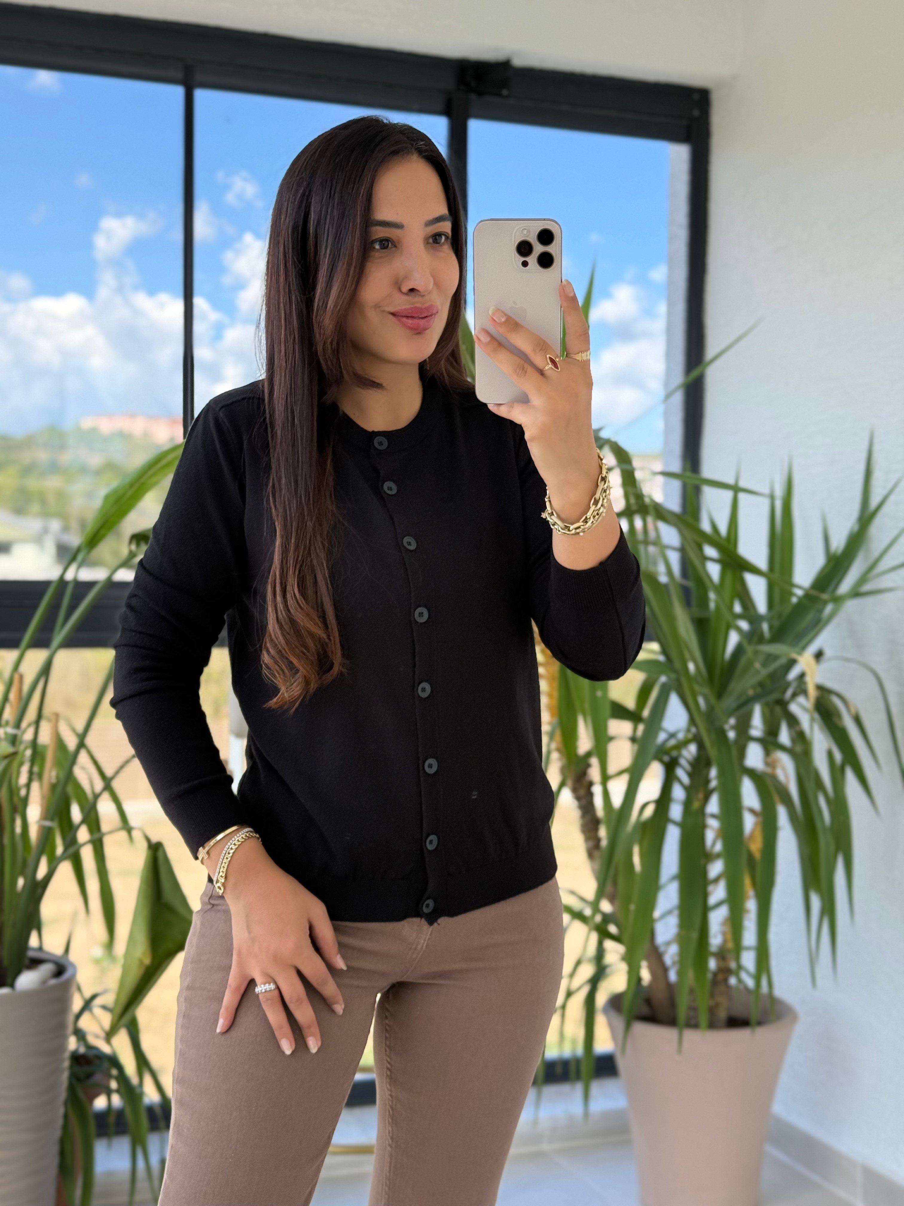 Pamuklu Yumuşak Basic Hırka Siyah