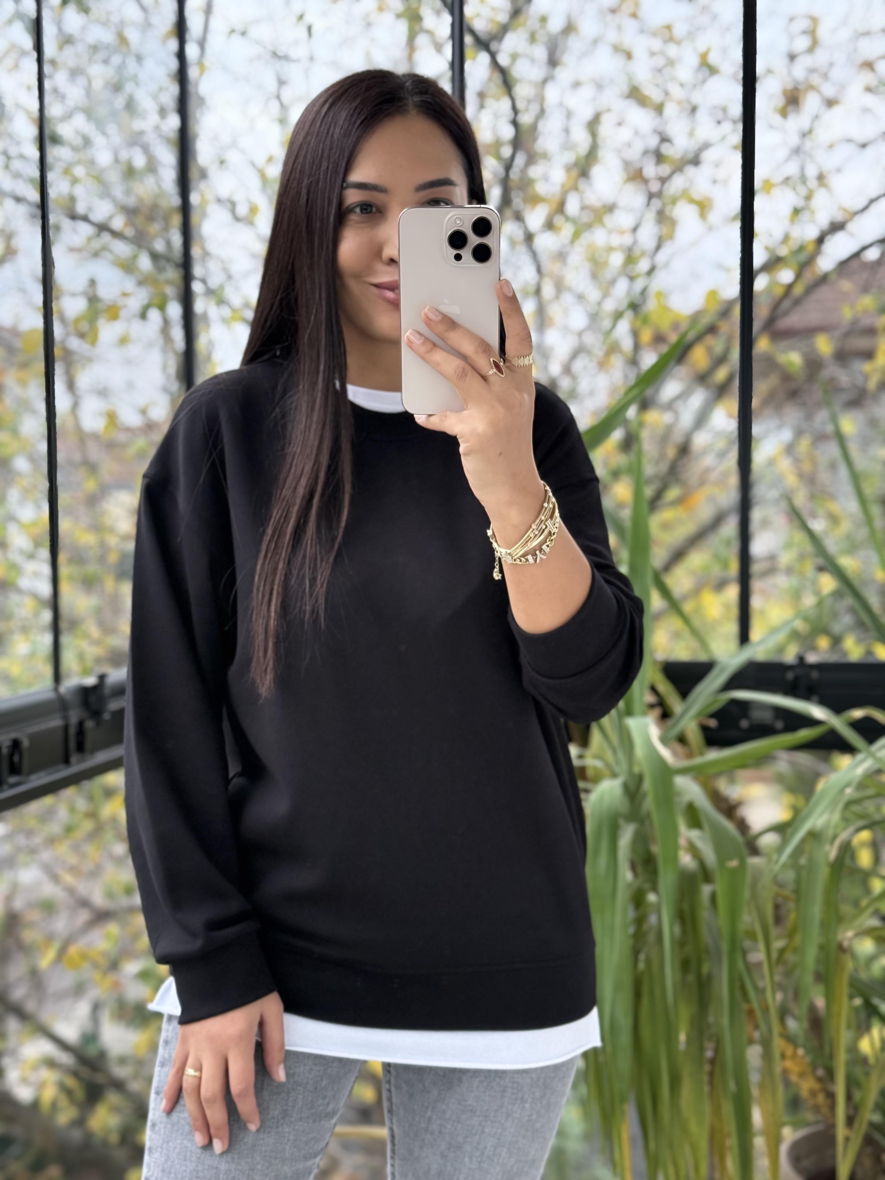 Oysh Basic Sweatshirt Siyah