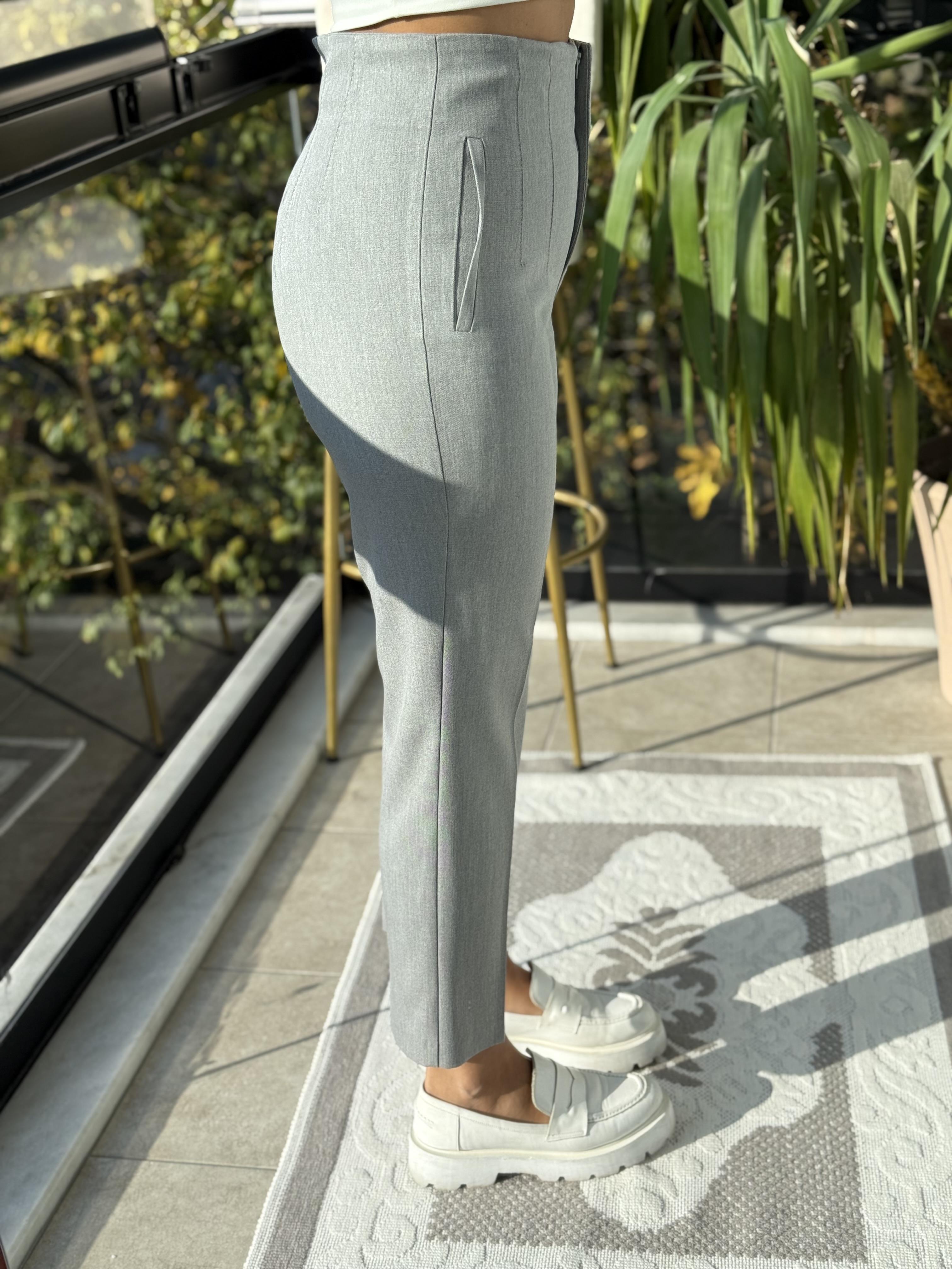 Düğmesiz Zra Model Kumaş Pantolon Füme