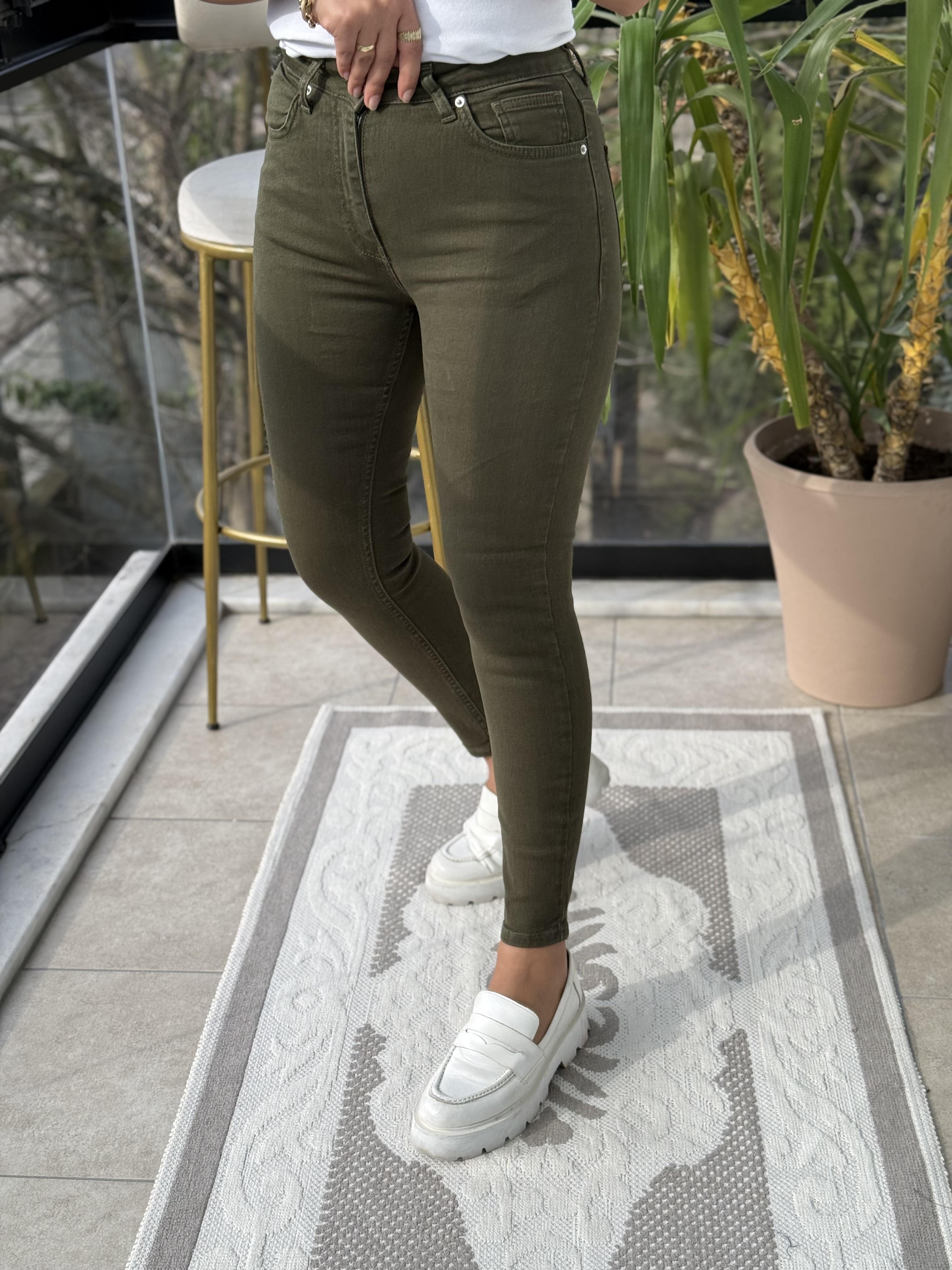 Toparlayıcı Skinny Jean Yeşil