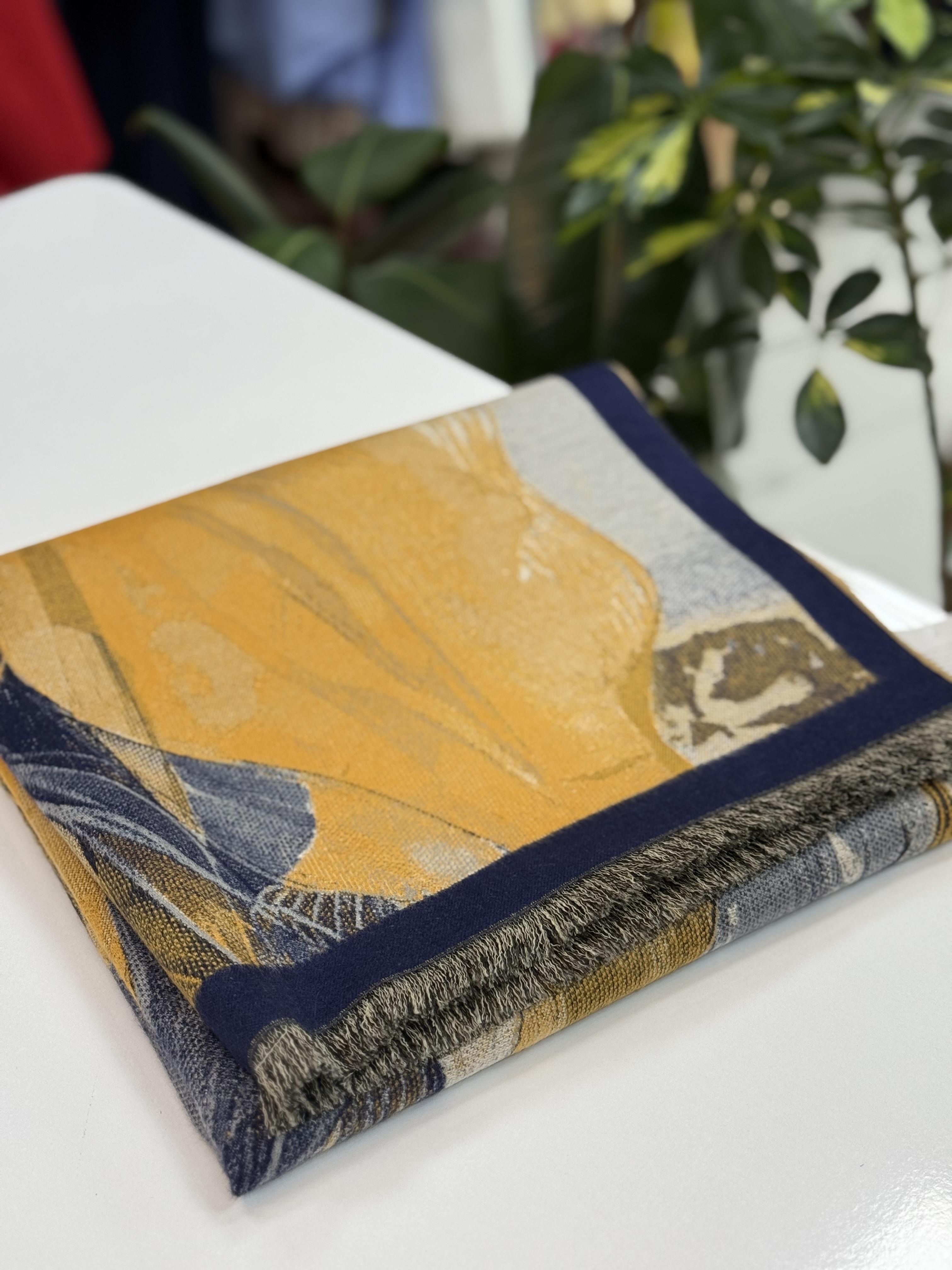 İthal Desenli  Kaşmir Şal Hardal