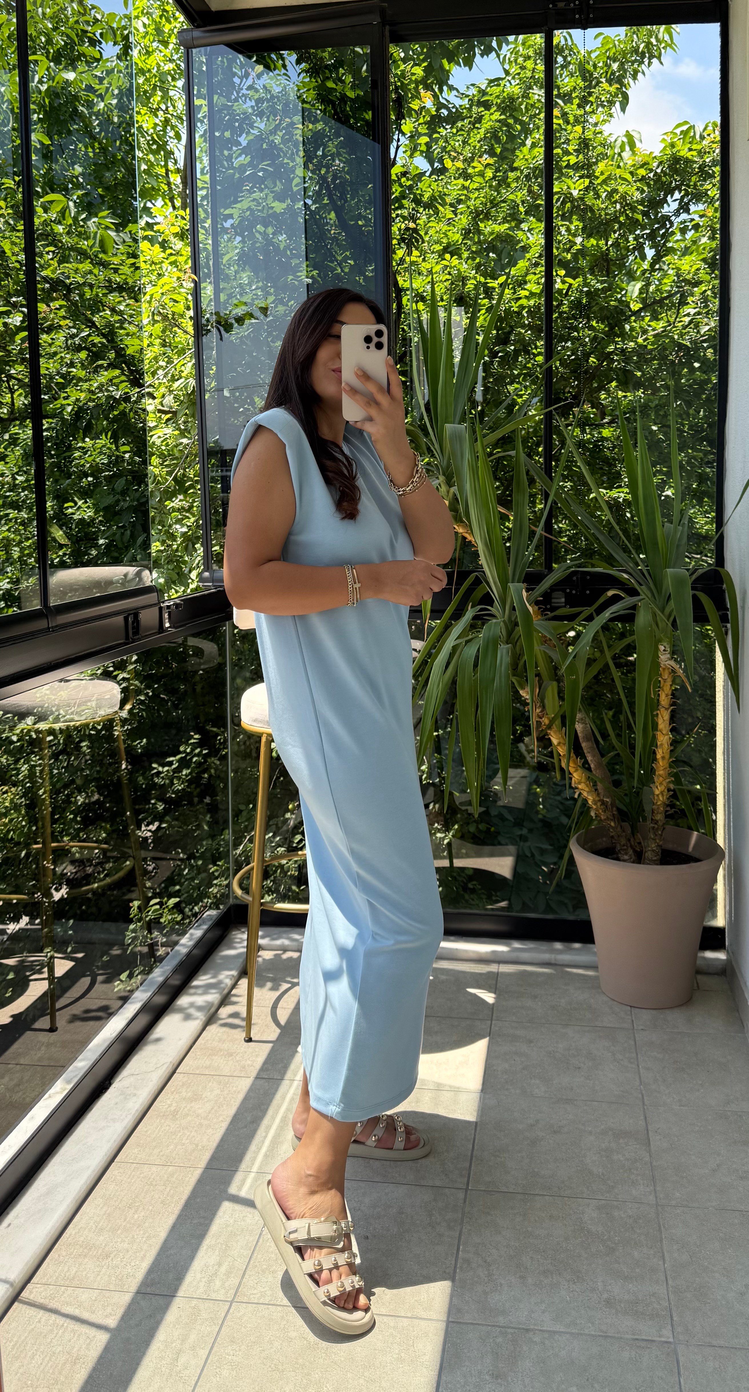 Vatkalı Modal Elbise Bebe Mavi