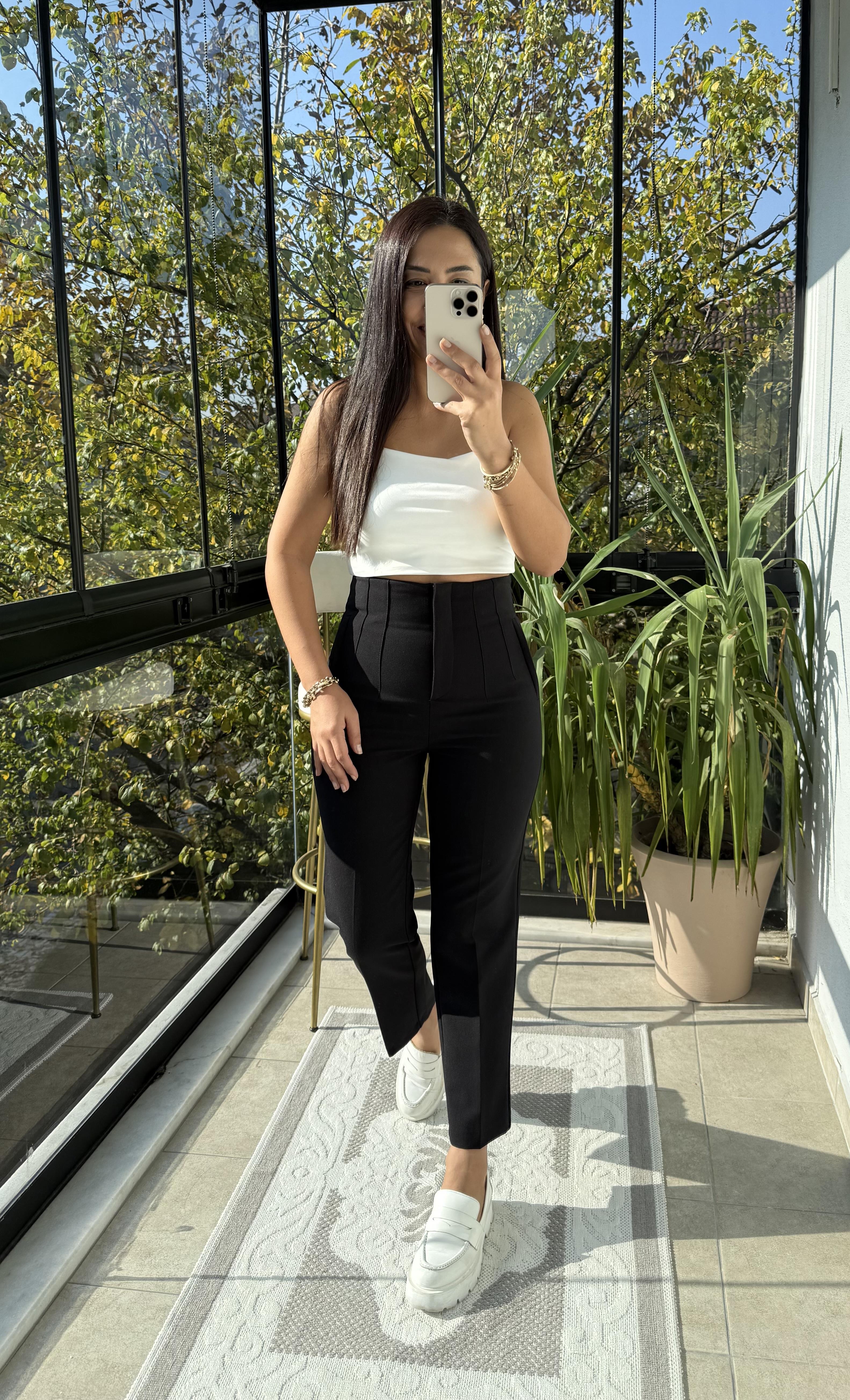 Düğmesiz Zra Model Kumaş Pantolon Siyah