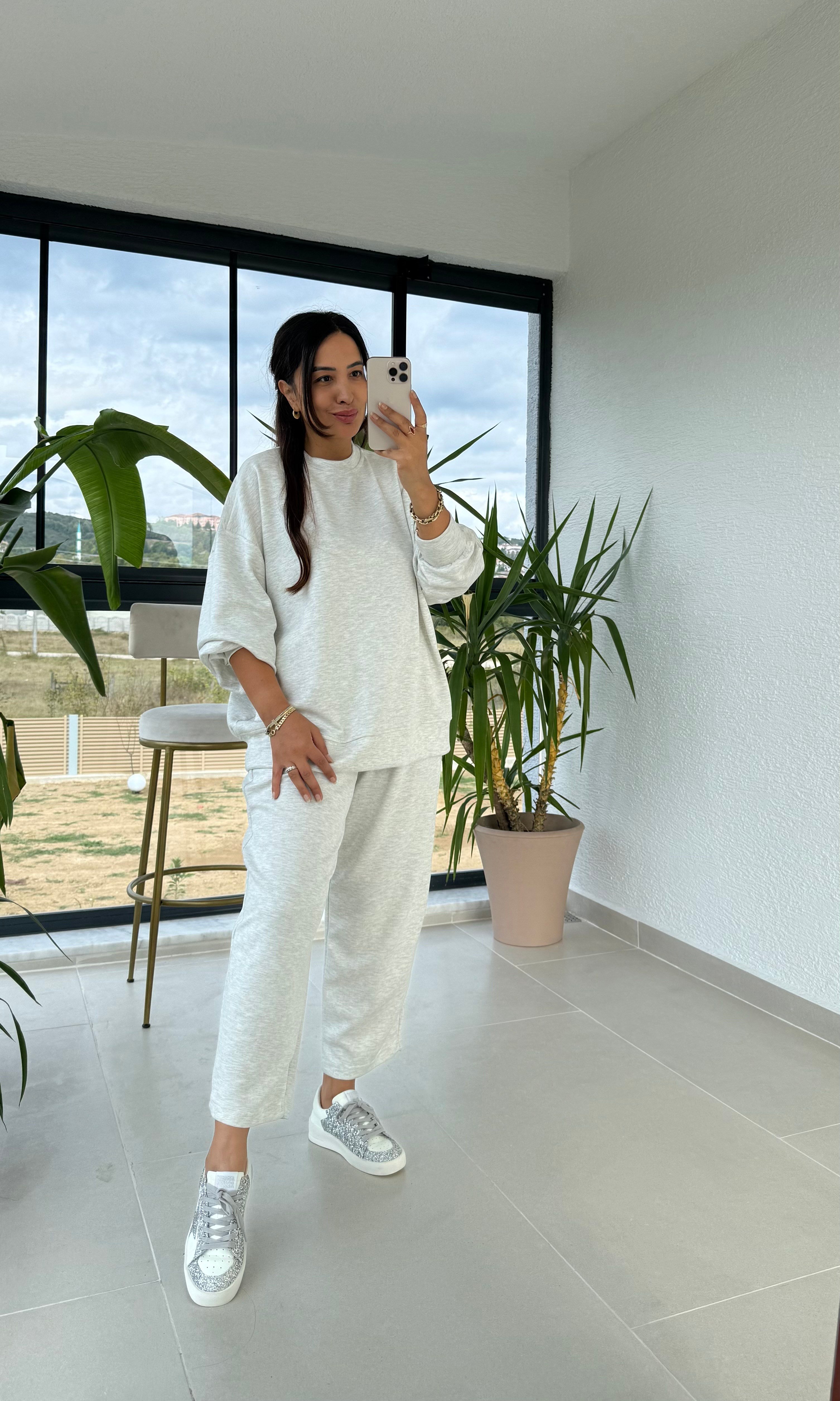 Basic Sweatli Modal Takım Gri