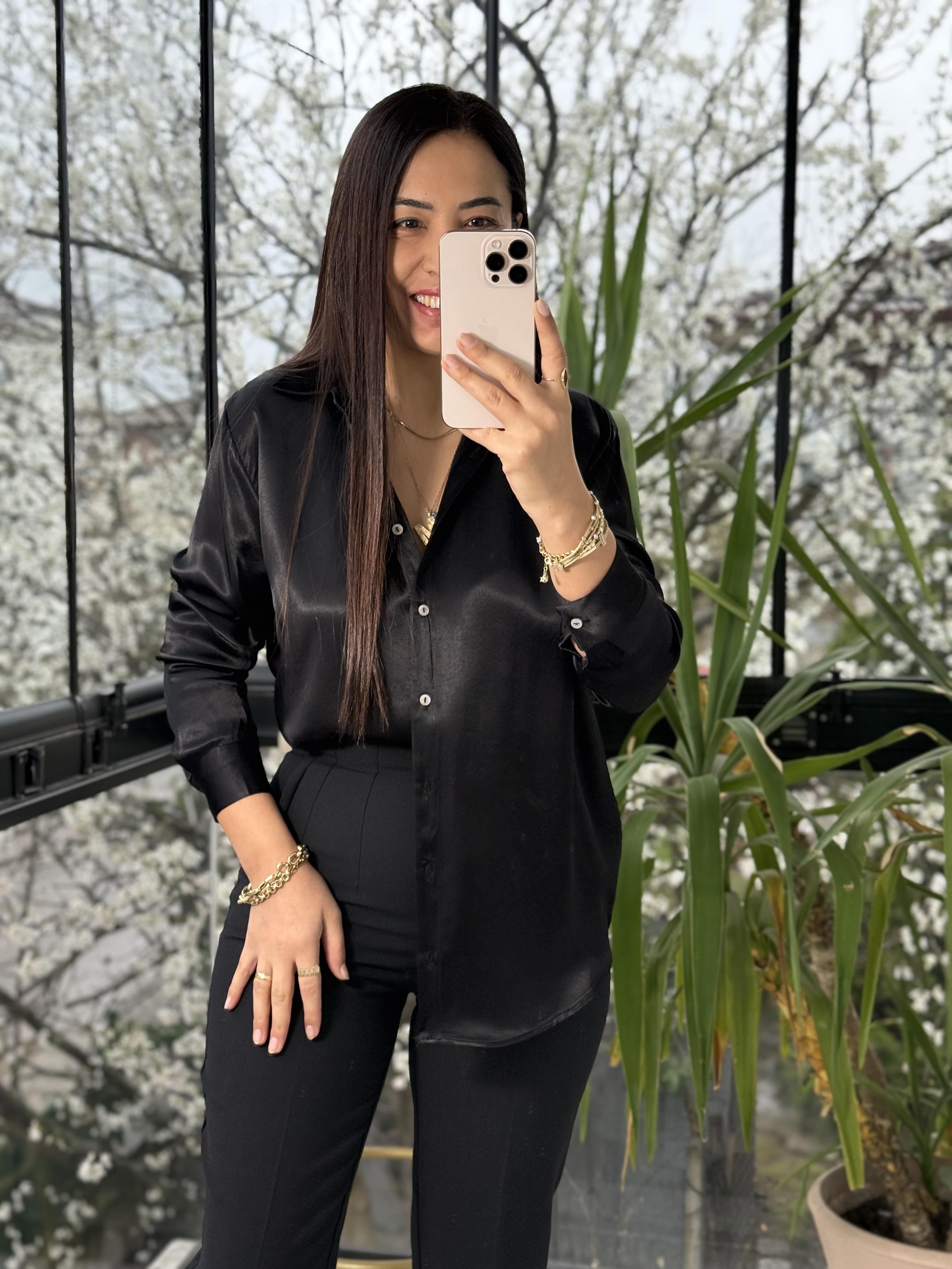 Saten Gömlek Siyah