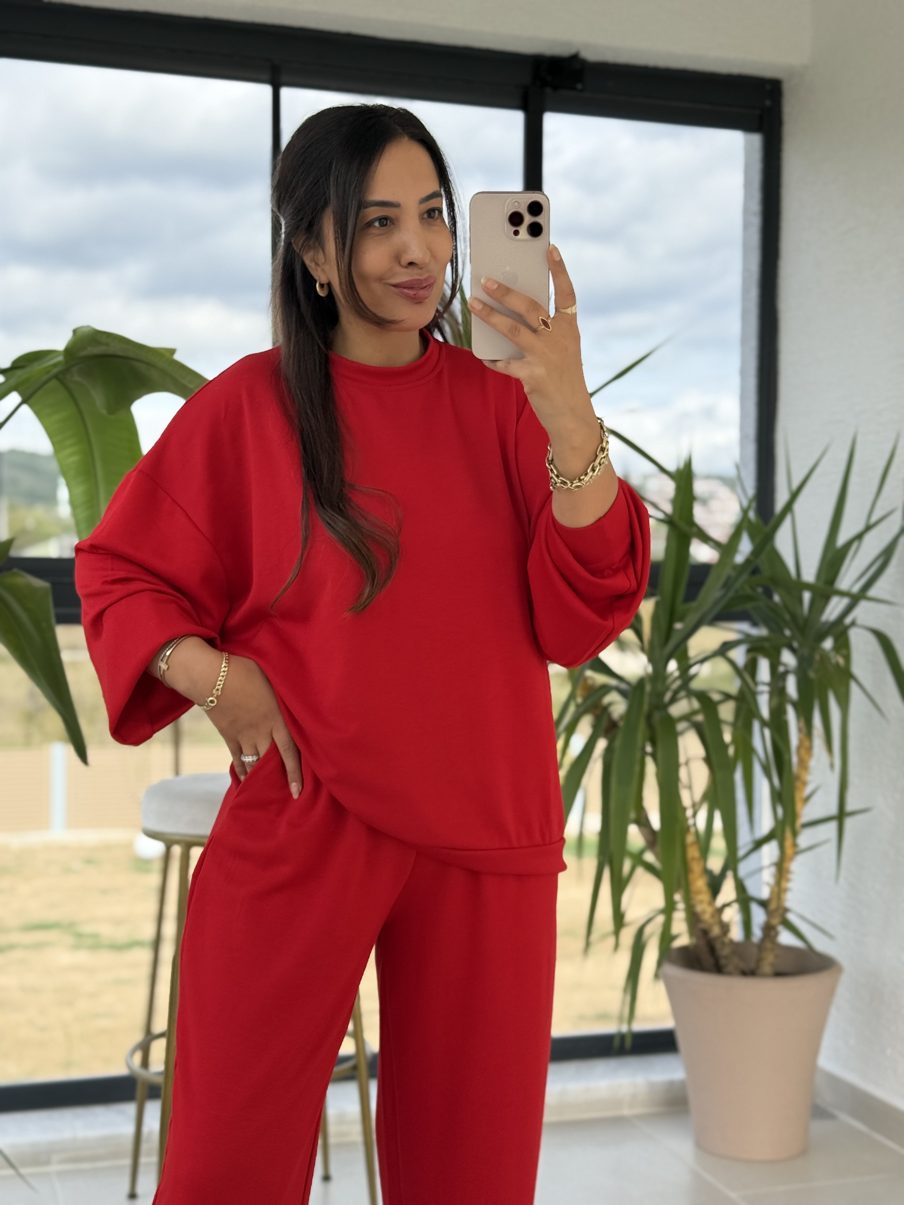 Basic Sweatli Modal Takım Kırmızı