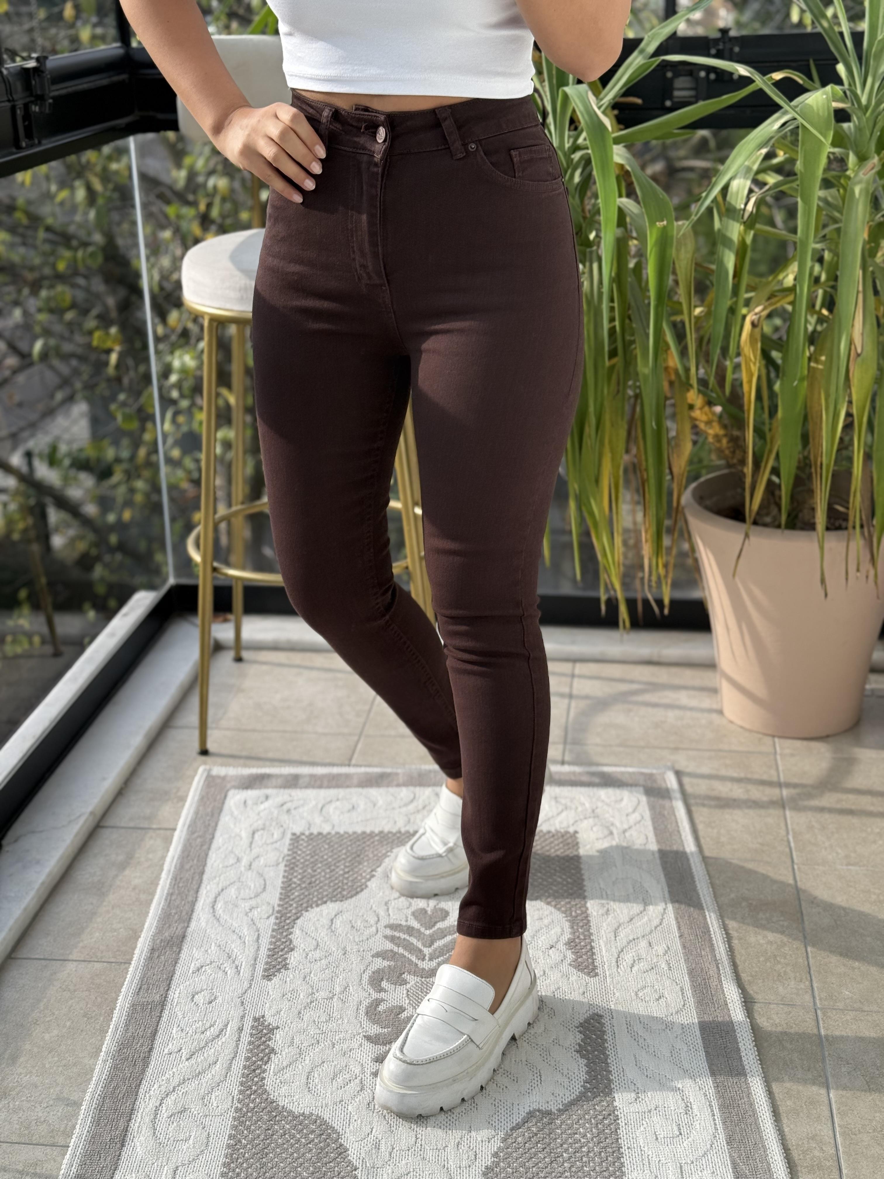 Toparlayıcı Skinny Jean Kahve