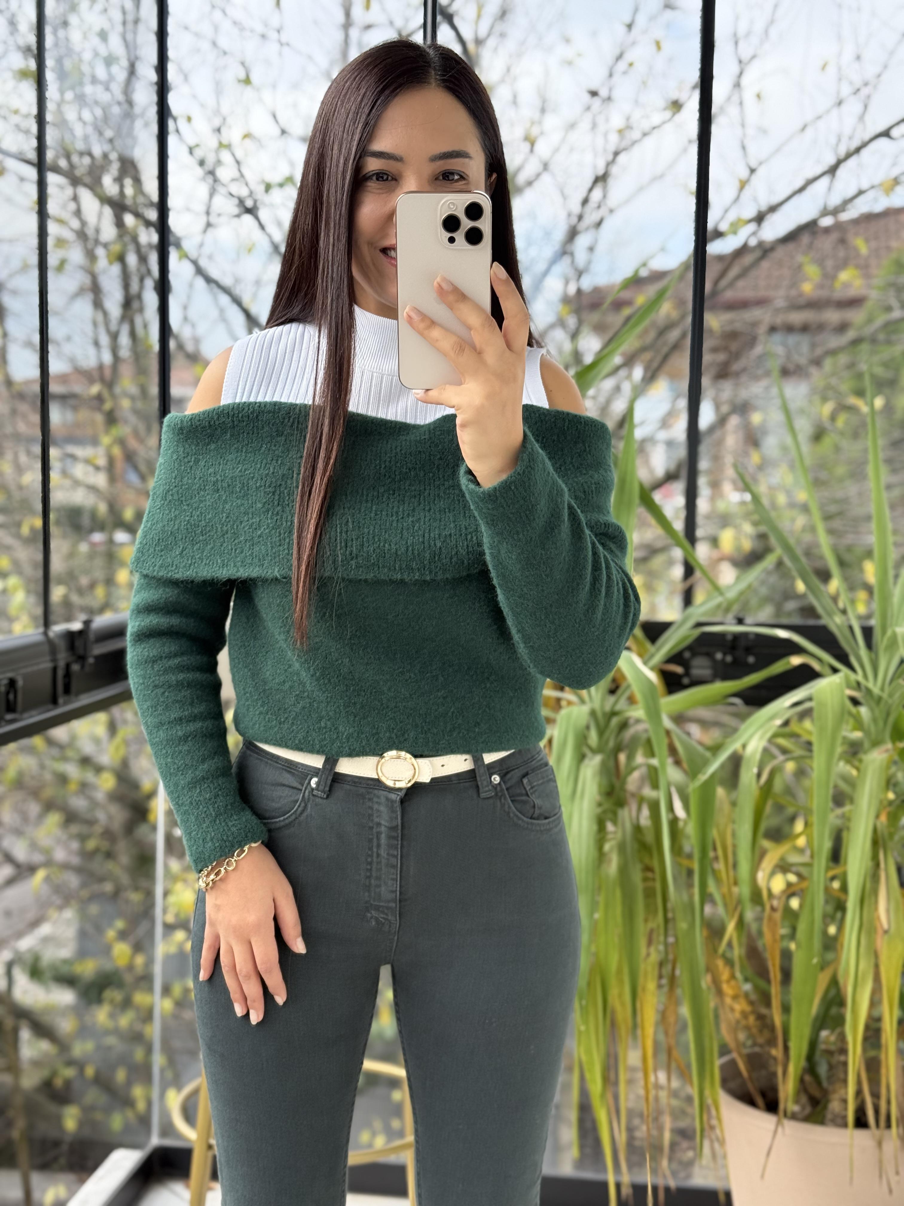 Madonna Yaka Triko Kazak Zümrüt