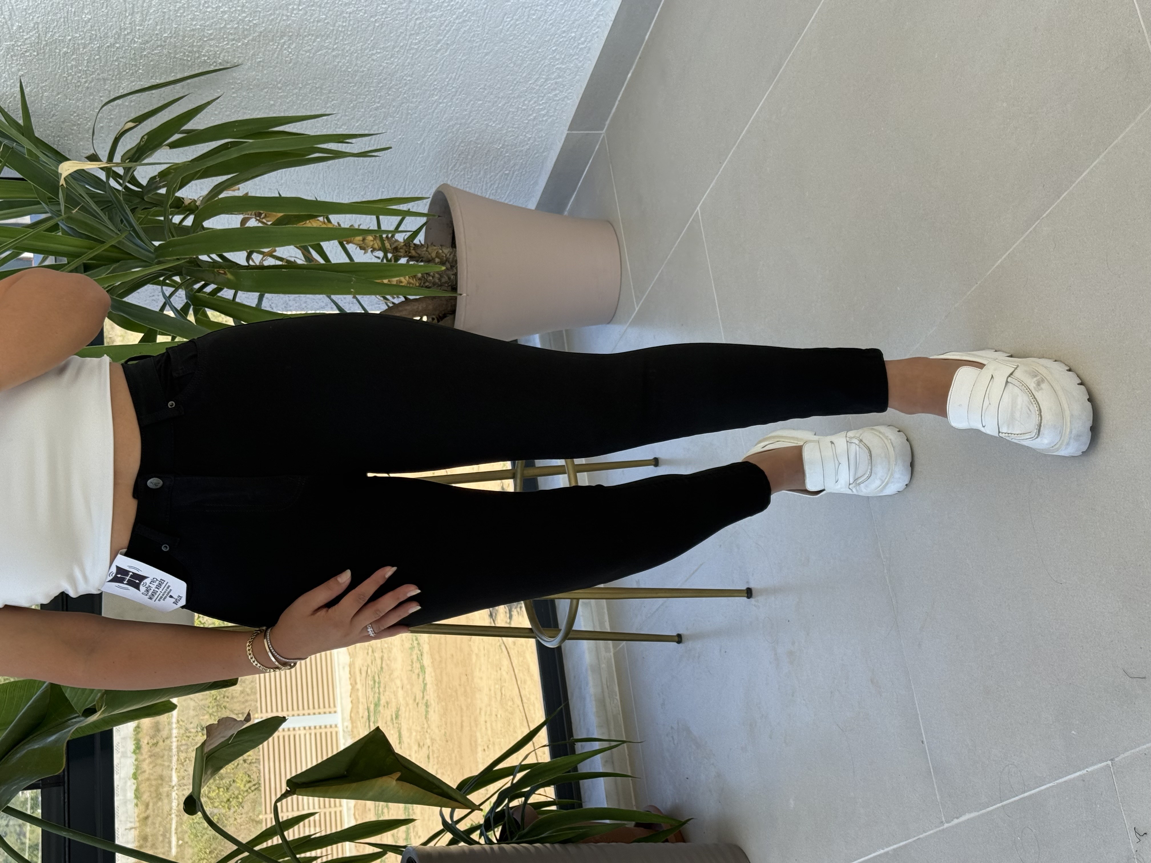 Enine Boyuna Likralı Skinny Jean Siyah
