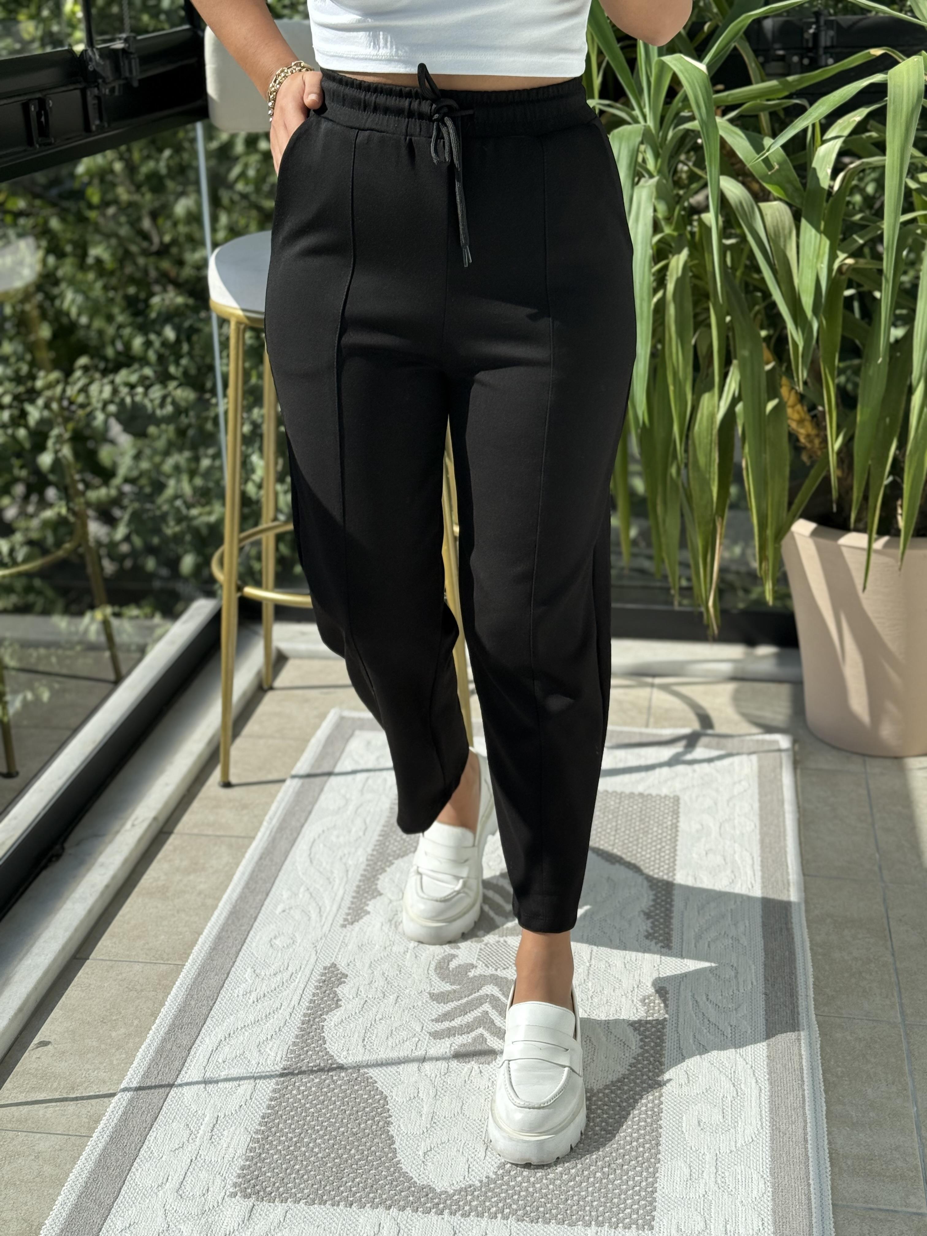 Modal Önü Dikişli Pantolon Siyah