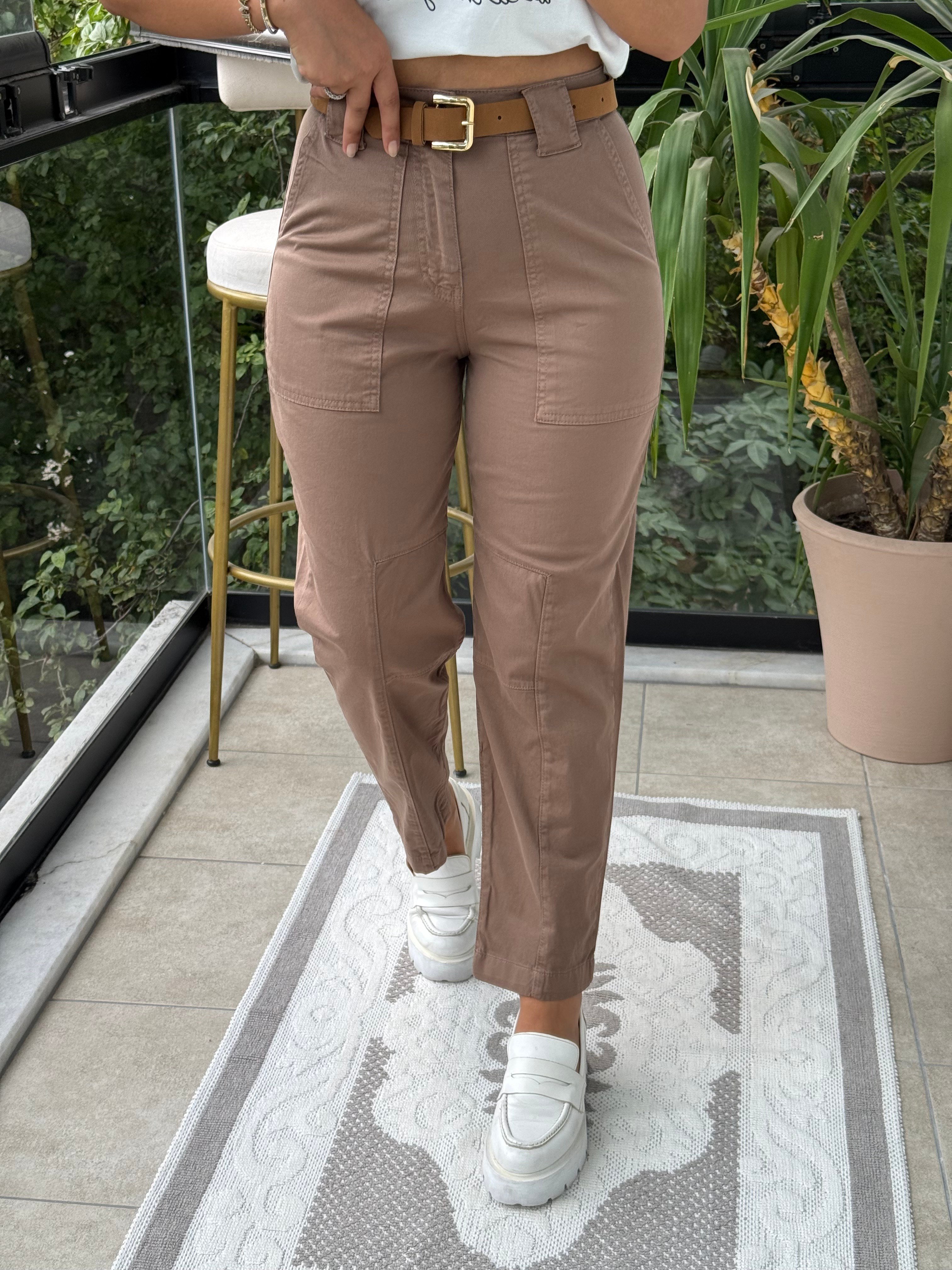 Parçalı Tasarım Relax Pantolon Vizon