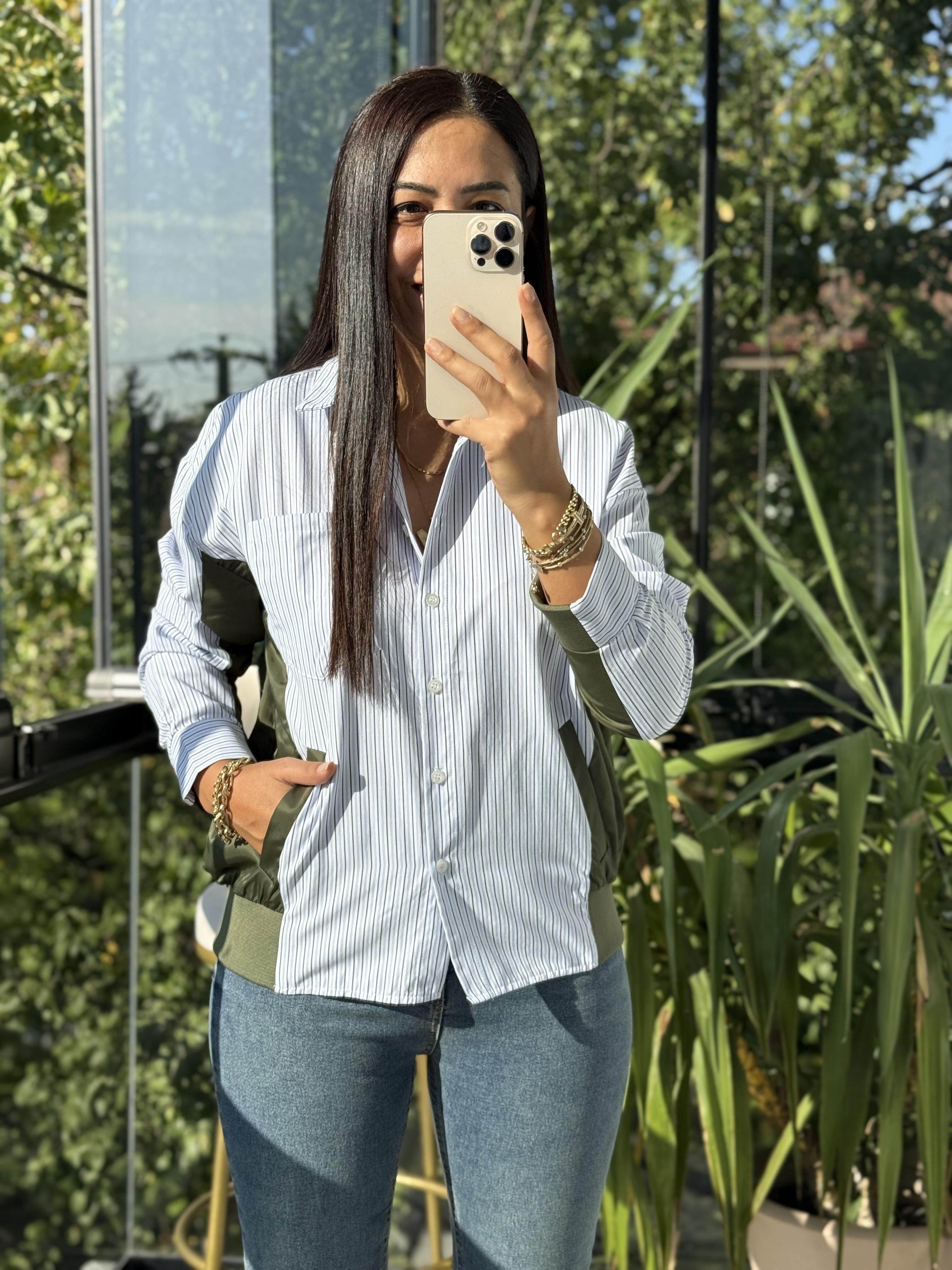 Mix Fileto Cep Garnili Gömlek Haki Yeşili