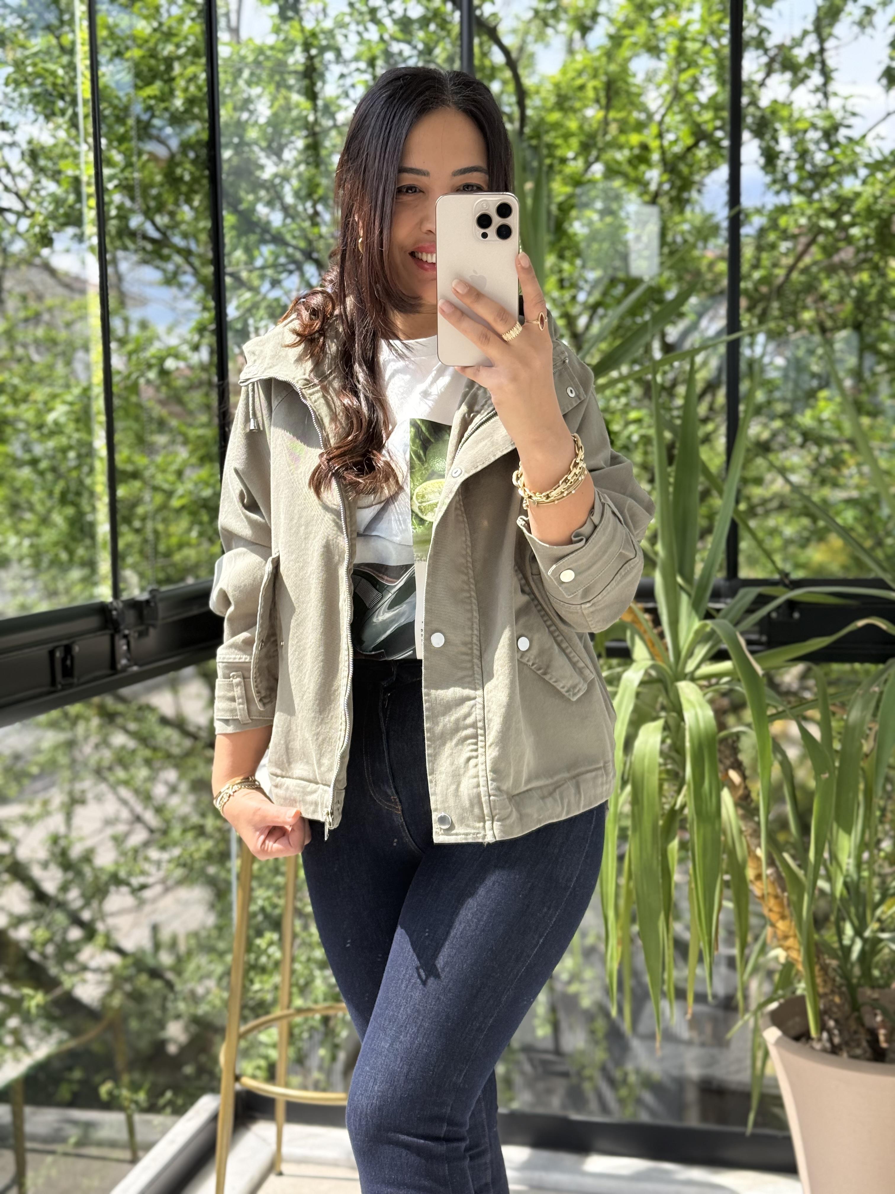 Oversize Kapuşonlu Ceket Yeşil