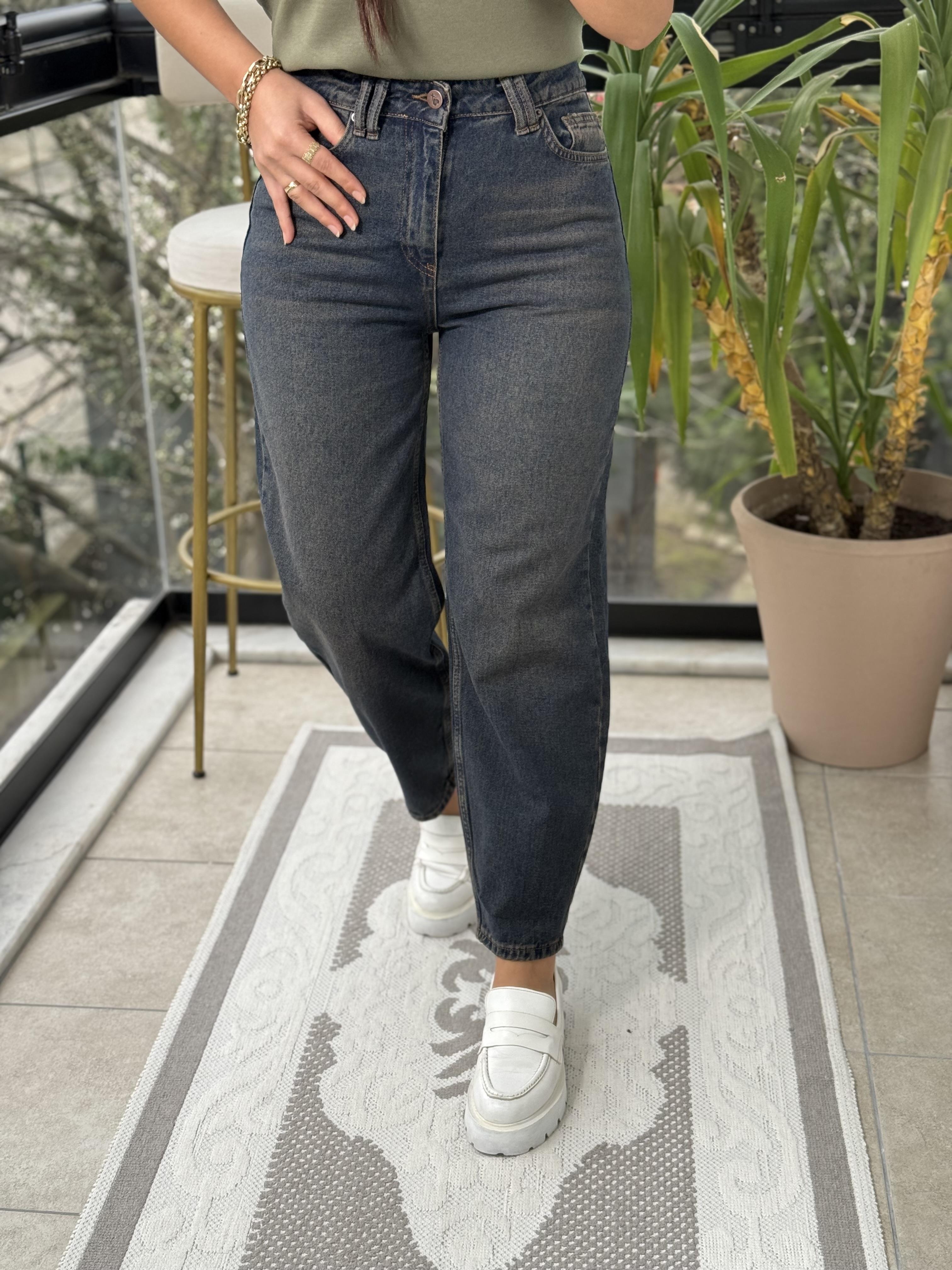 Likrasız Mom Fit Jean Kahve Yıkama