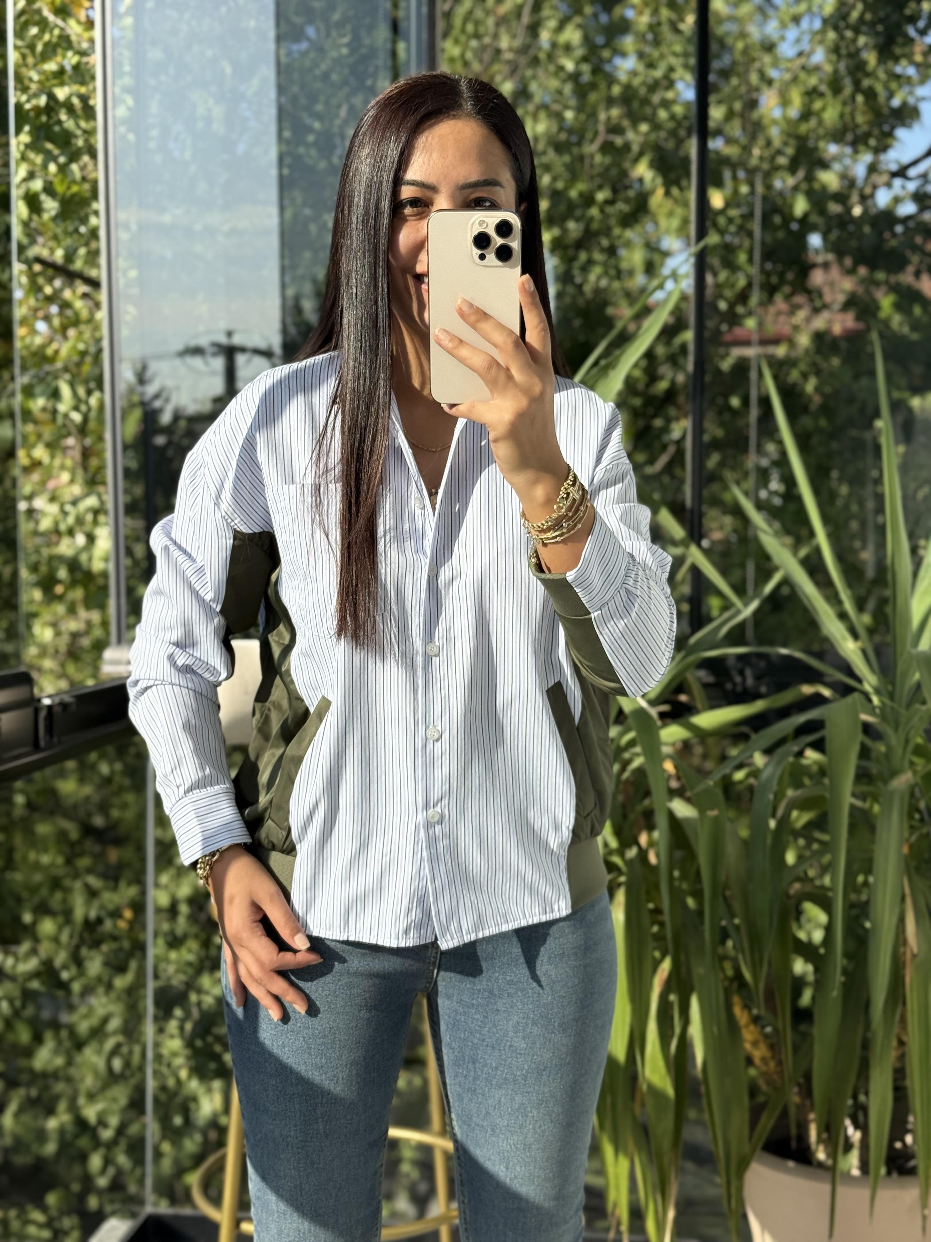 Mix Fileto Cep Garnili Gömlek Haki Yeşili