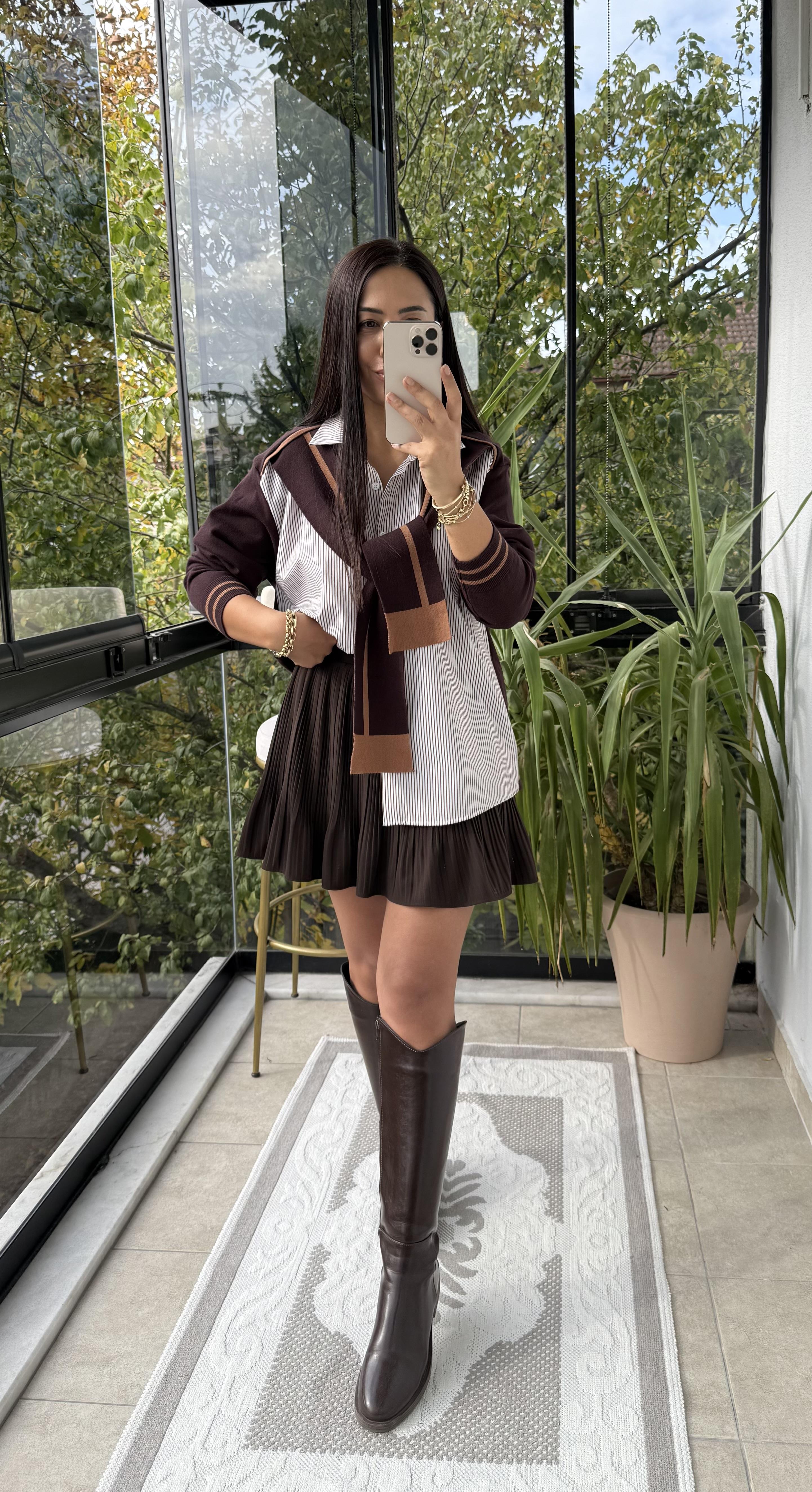 Twst Model Bağlamalı Gömlek Kahve