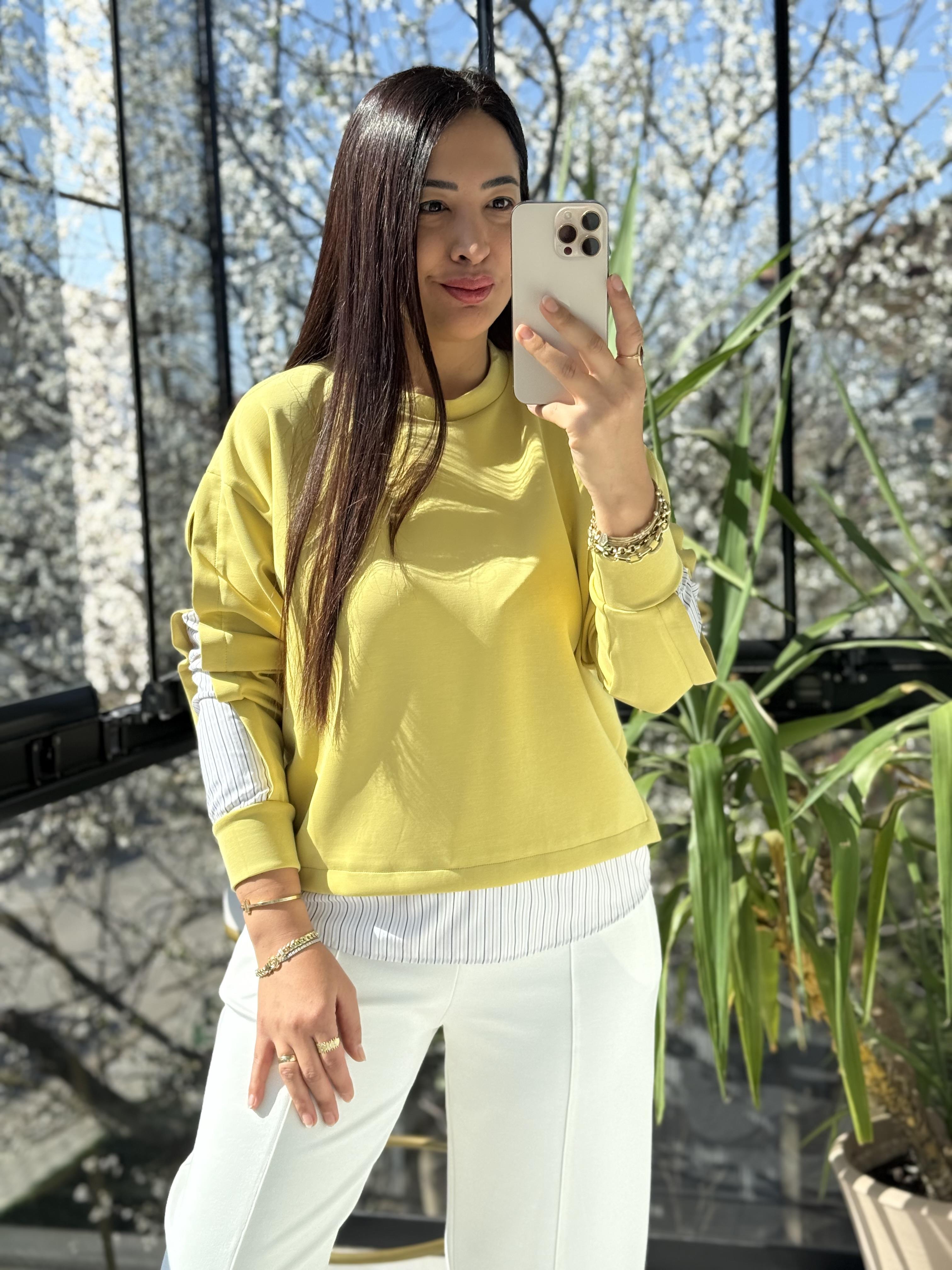 Poplin Mix Sweatshirt Lime
