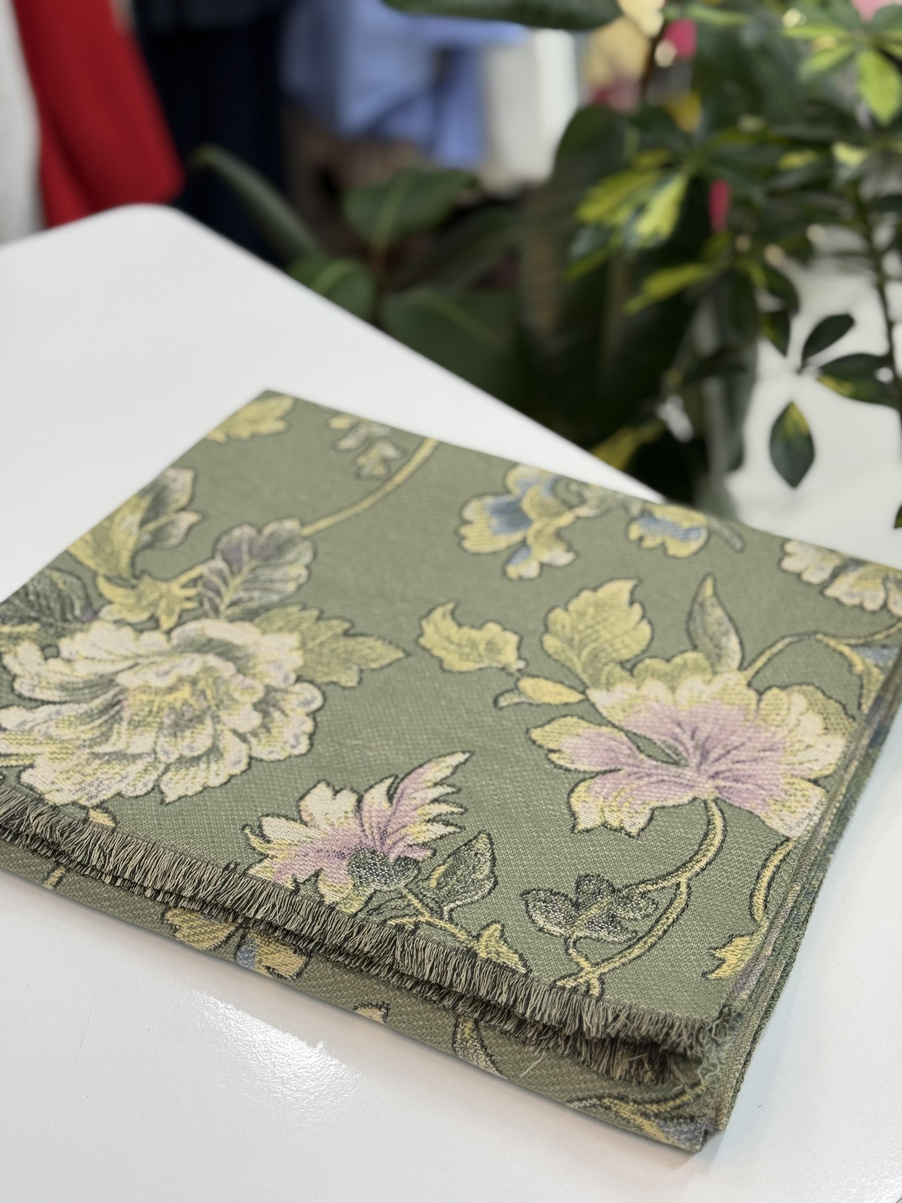 İthal Desenli  Kaşmir Şal Yeşil