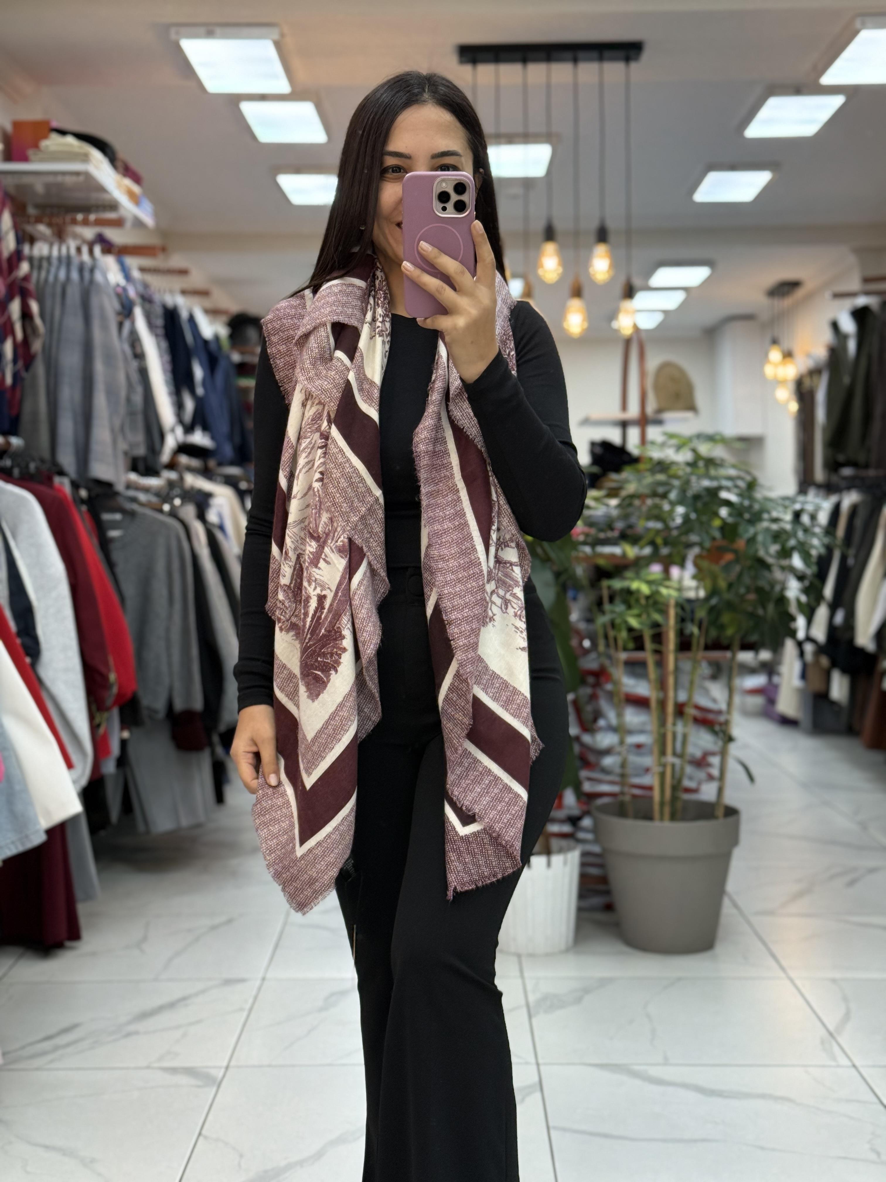 İthal Kaşmir Şal D*or Mürdüm