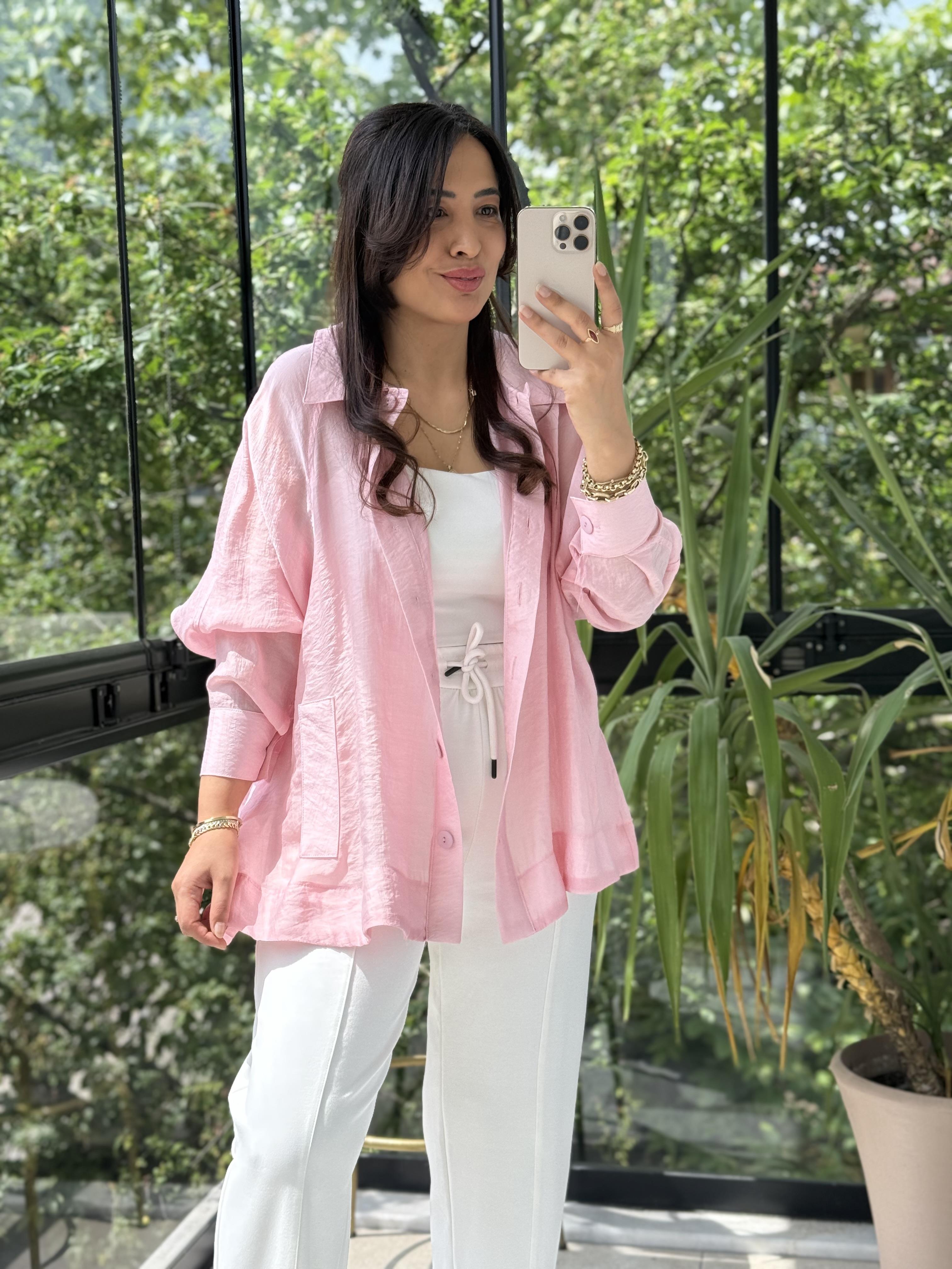 Reğlan Kol Salaş Gömlek Pembe