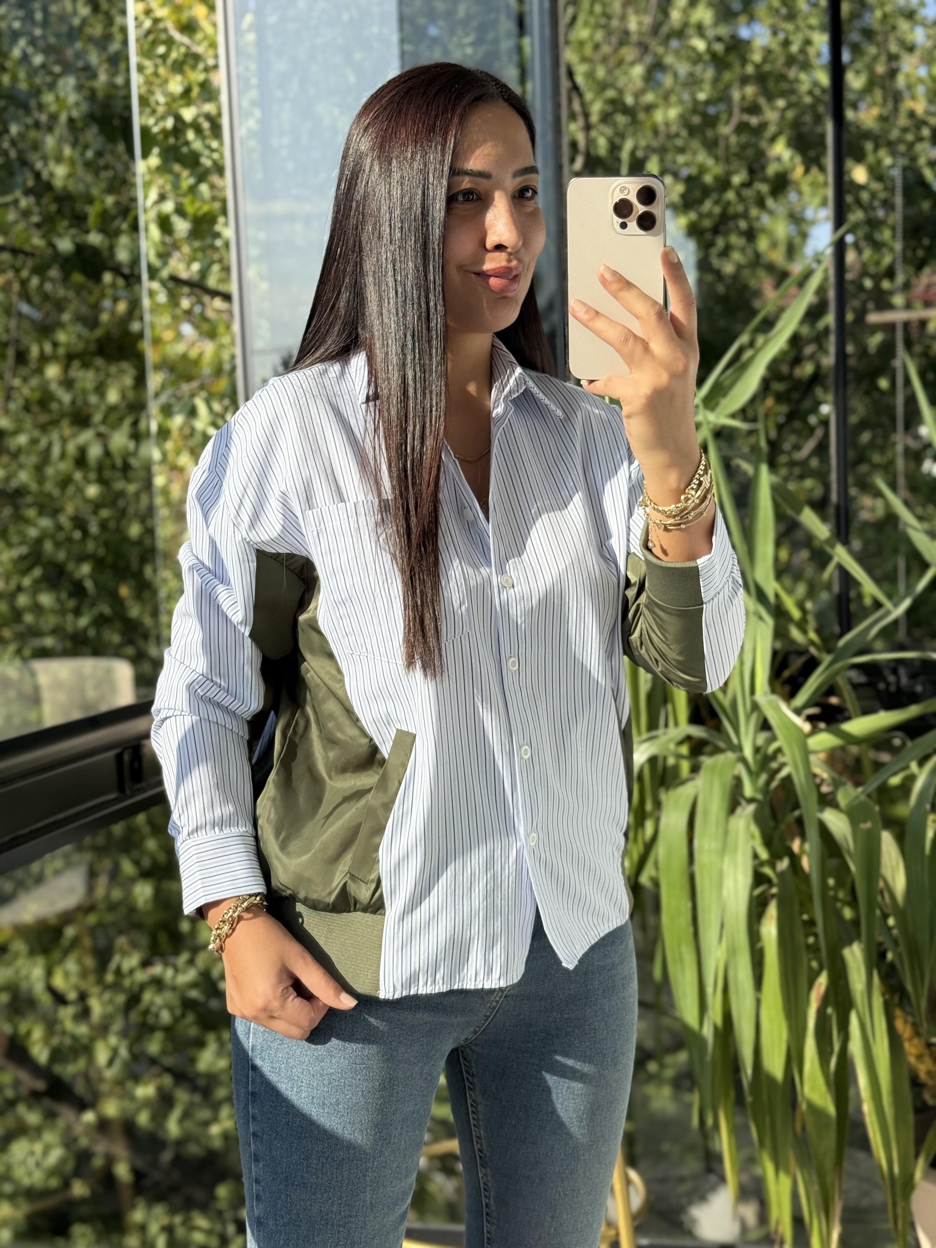 Mix Fileto Cep Garnili Gömlek Haki Yeşili