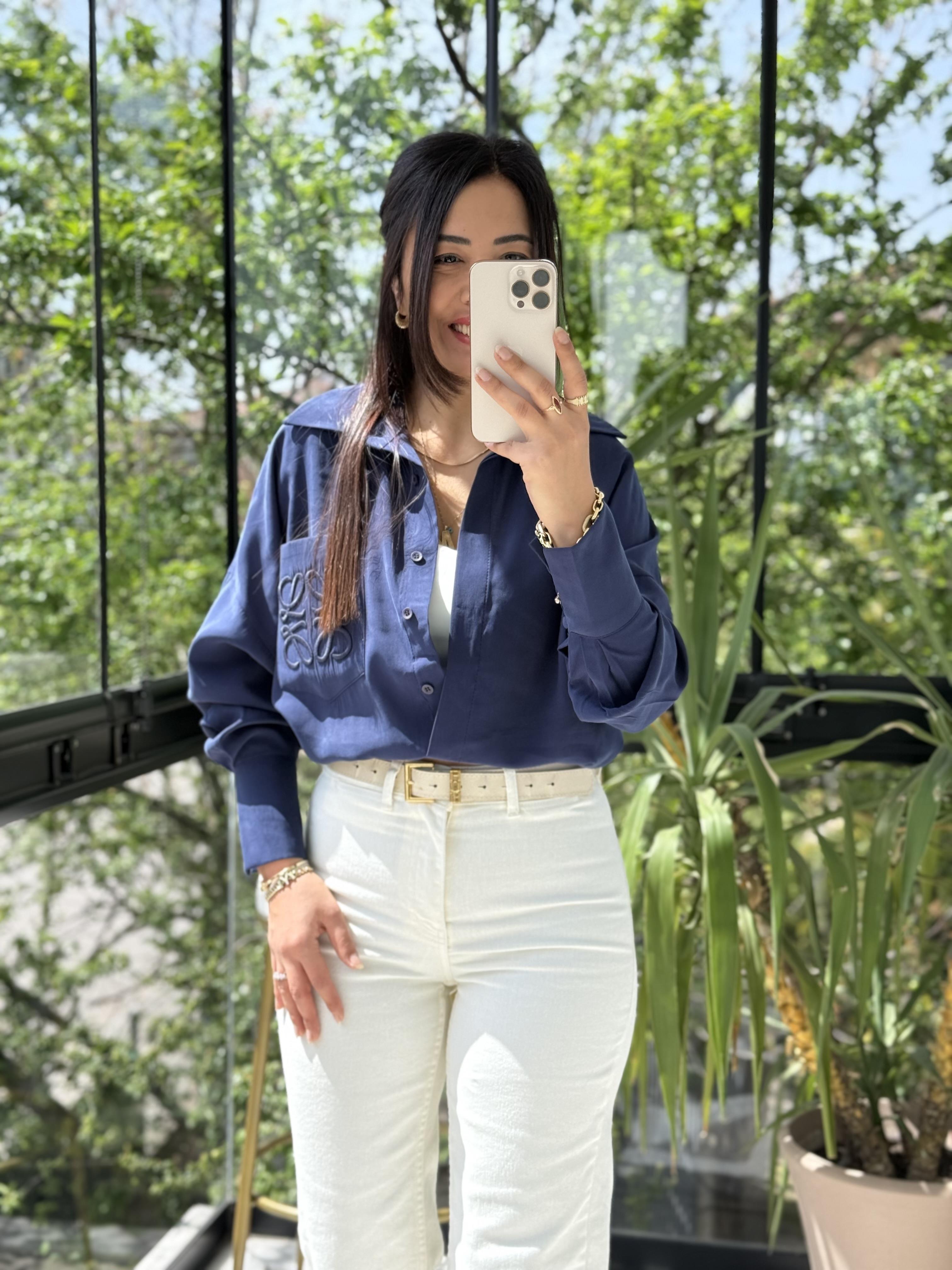 Cebi Nakışlı Gömlek Lacivert