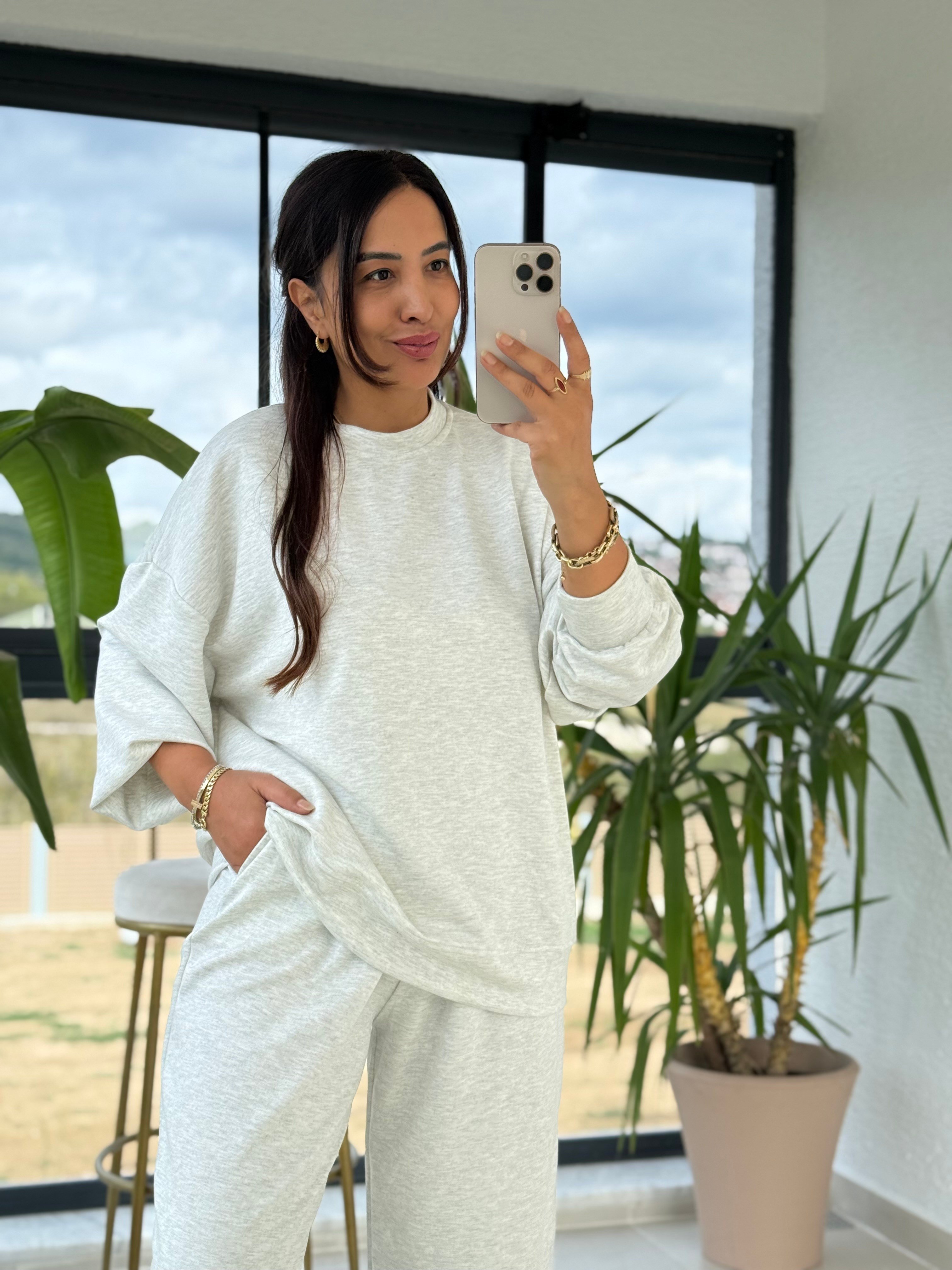 Basic Sweatli Modal Takım Gri