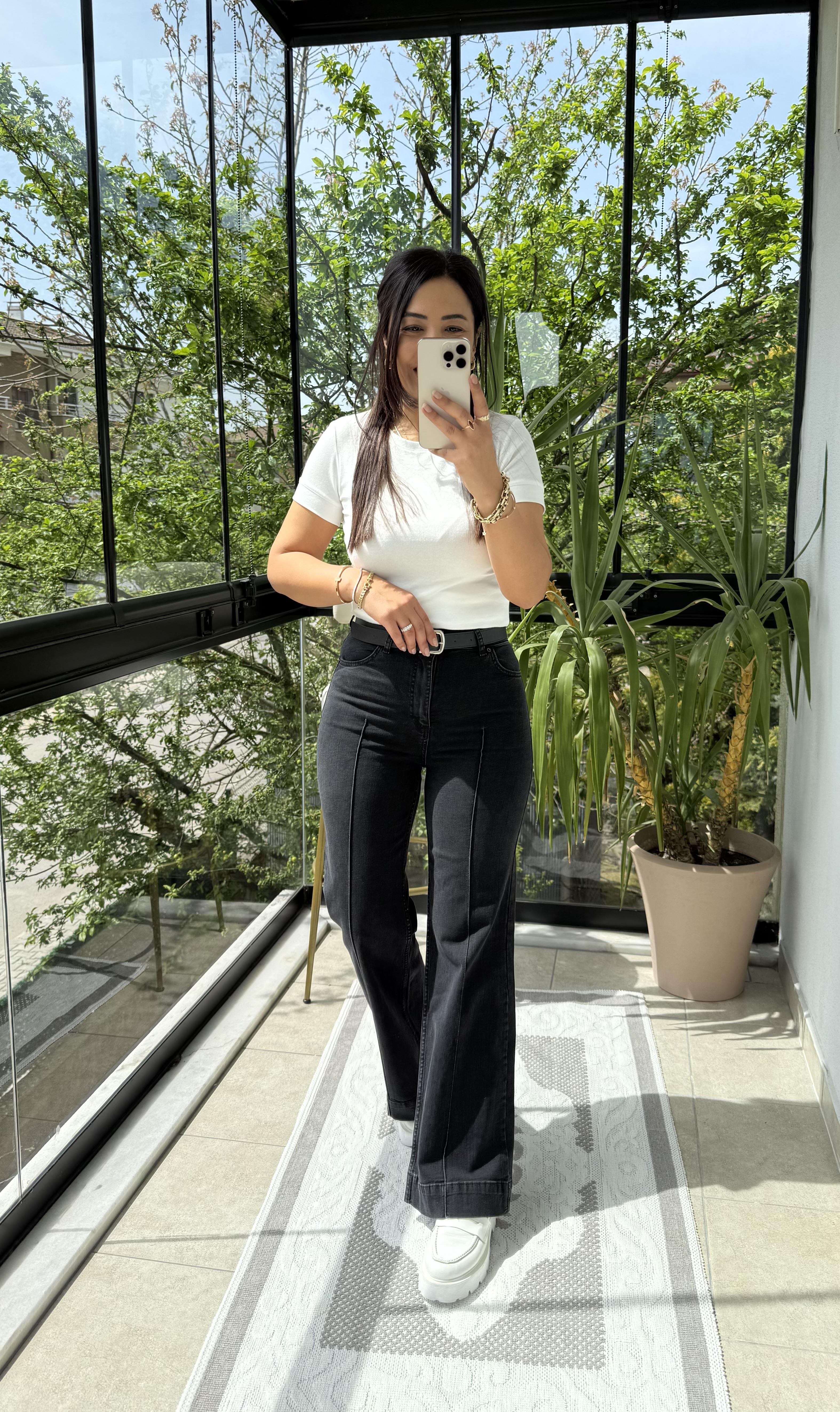 Çımalı Kot Pantolon Füme