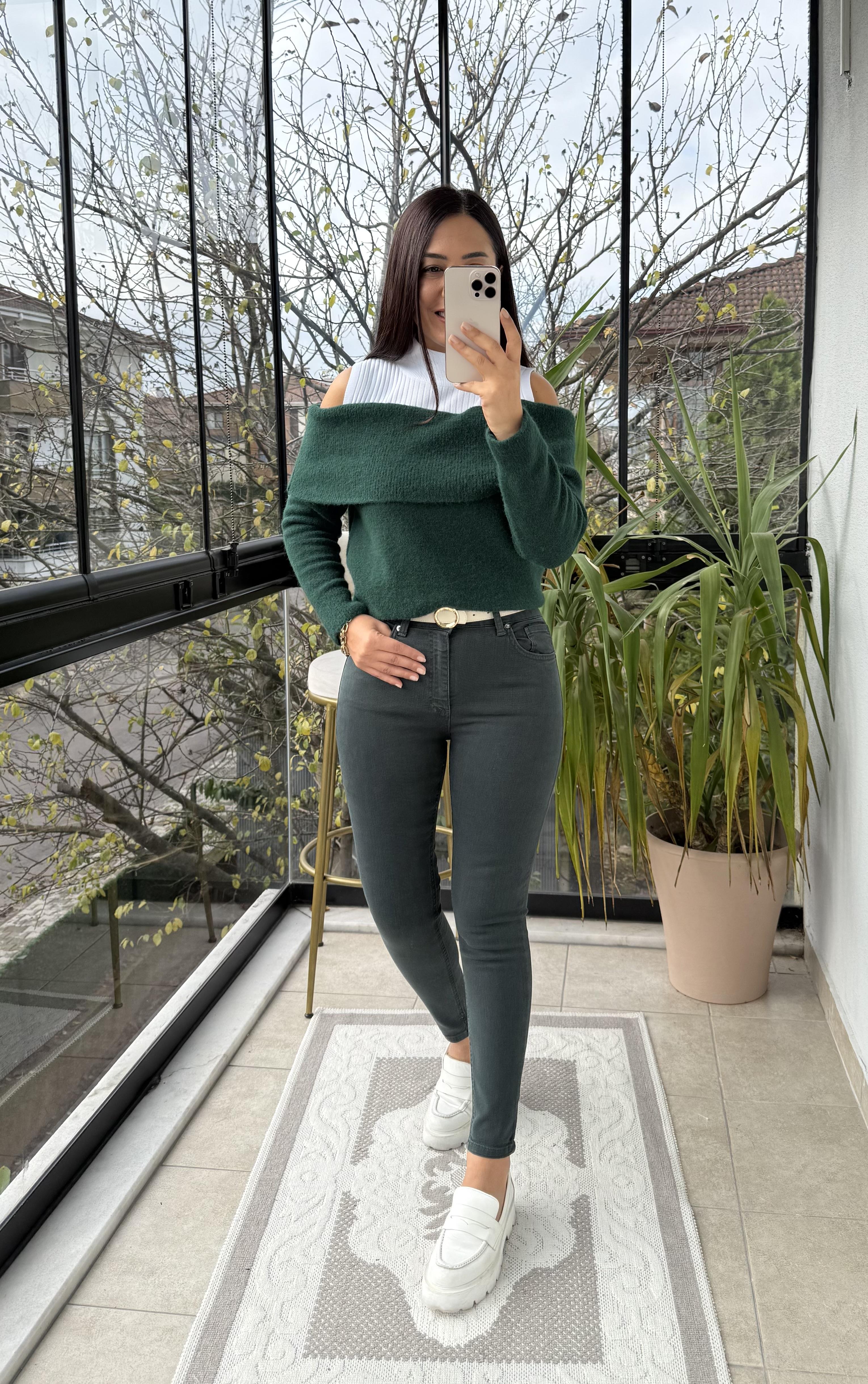 Madonna Yaka Triko Kazak Zümrüt