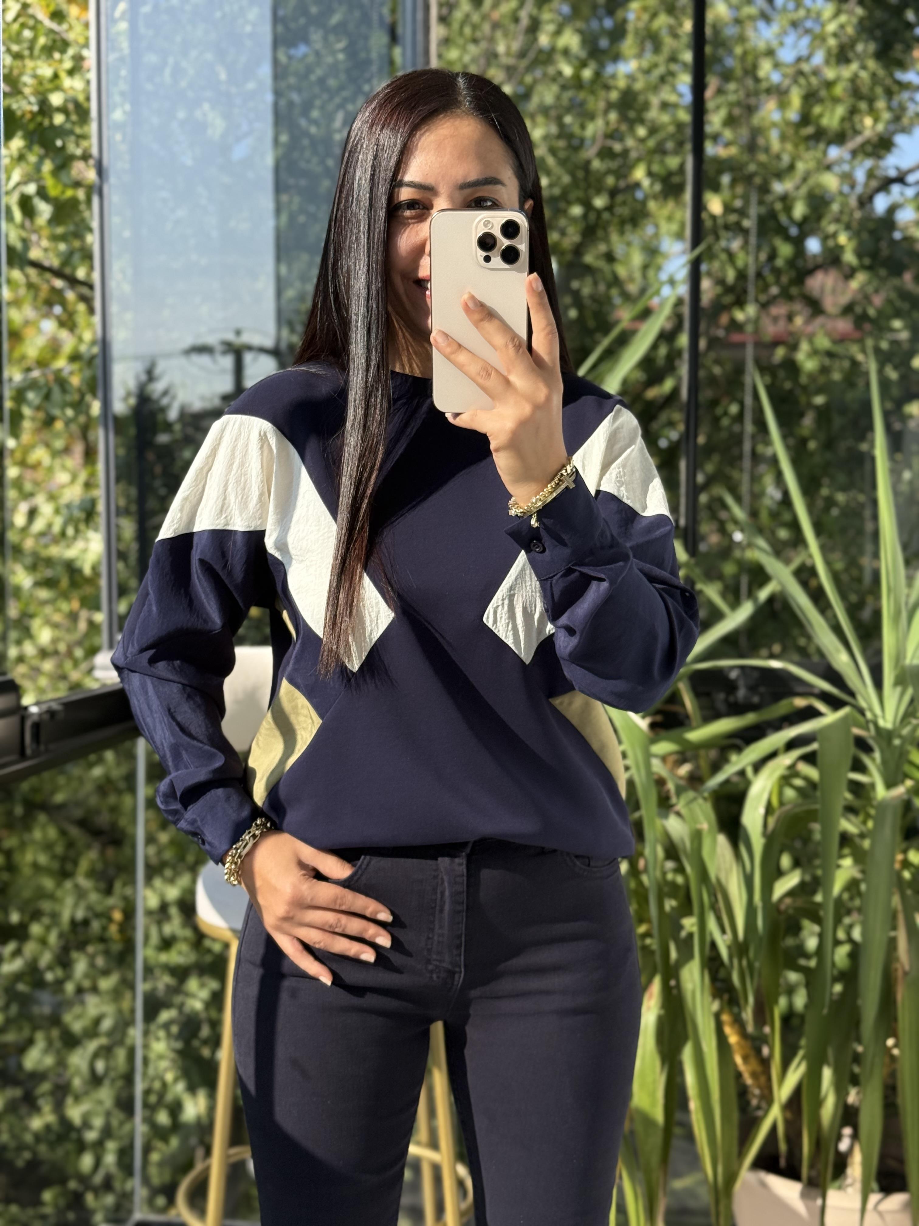 Gömlek Kol Mix Sweatshirt Lacivert