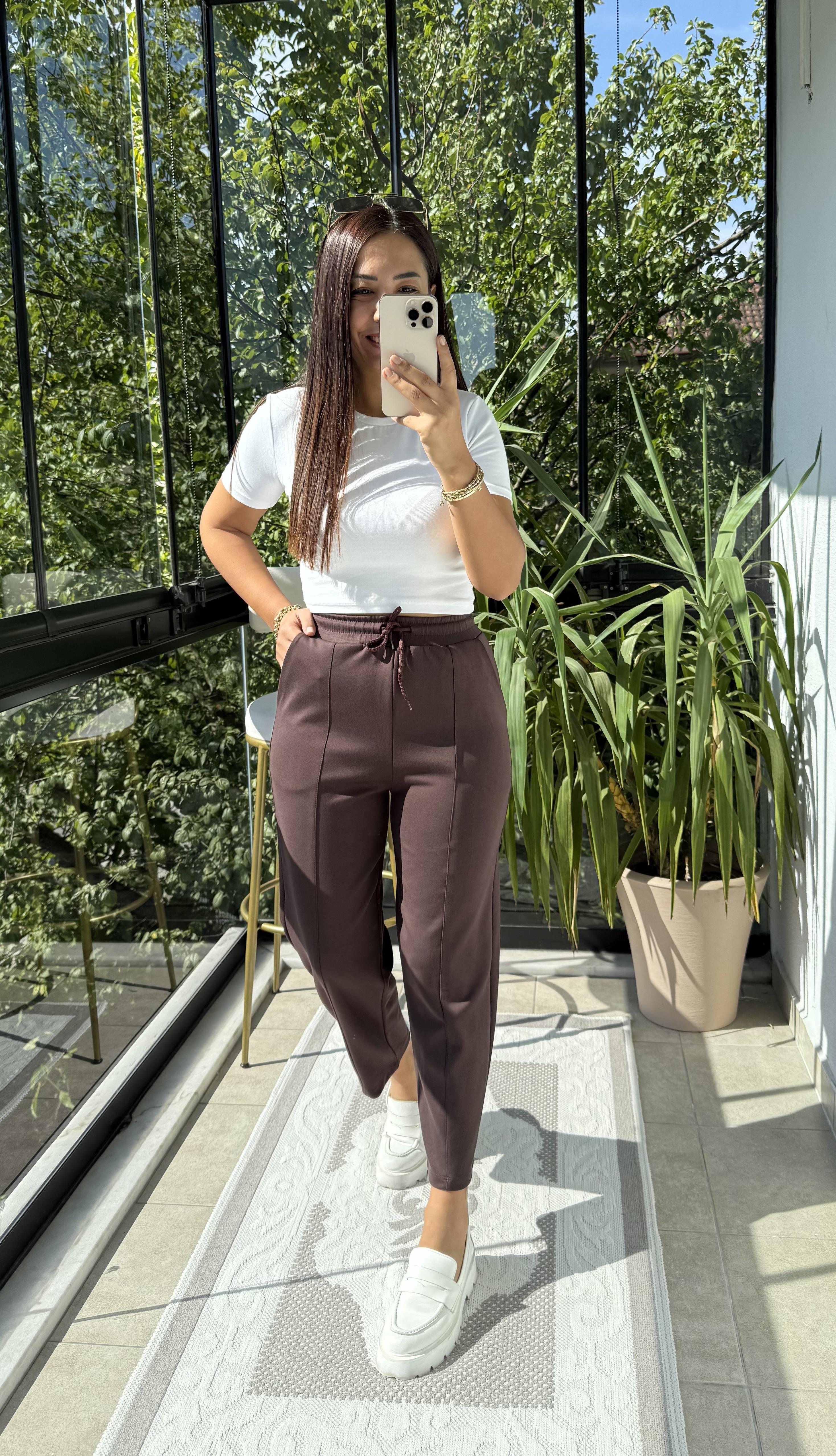 Modal Önü Dikişli Pantolon Kahve