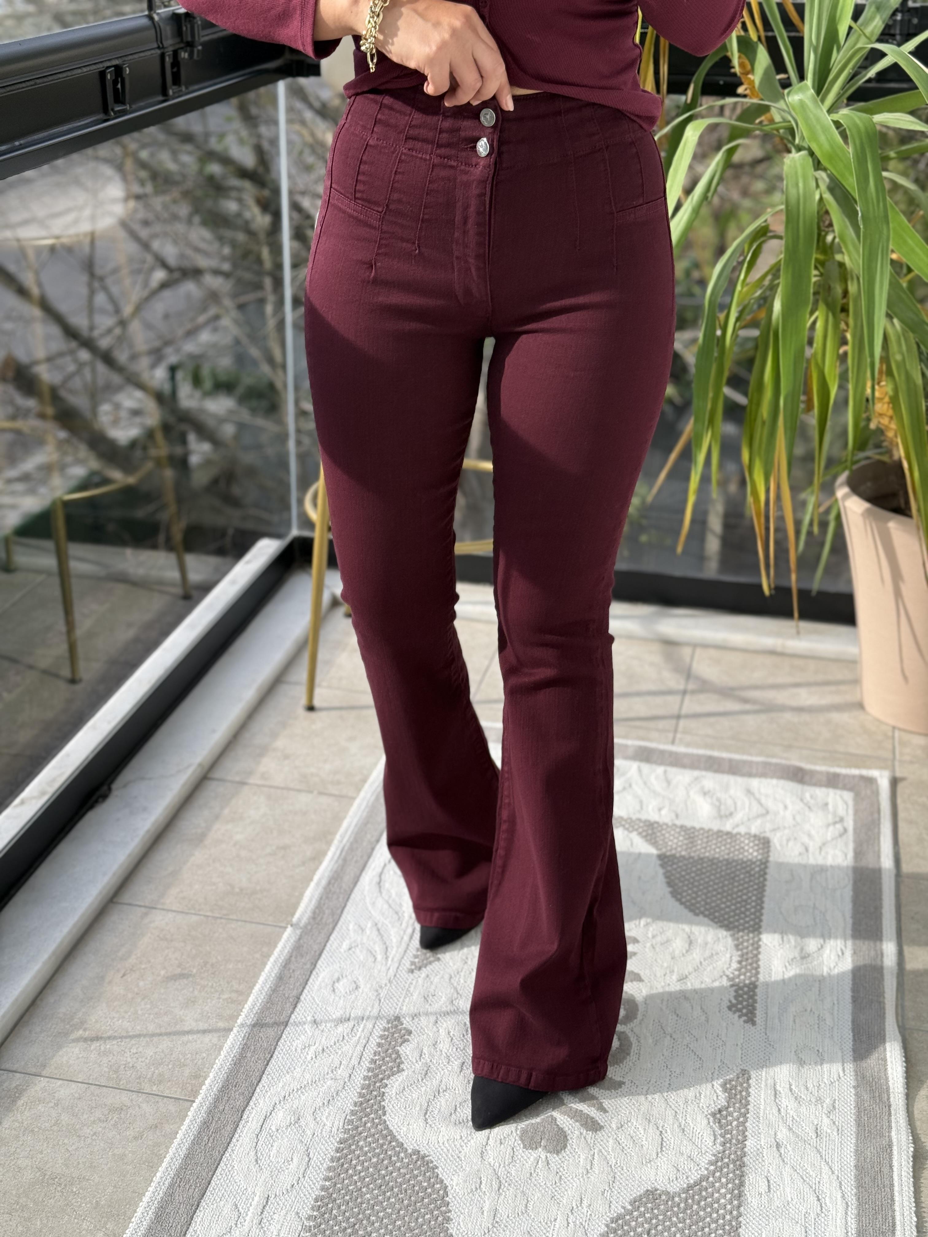 Dikişli Paça Pensli İspanyol Jean Bordo