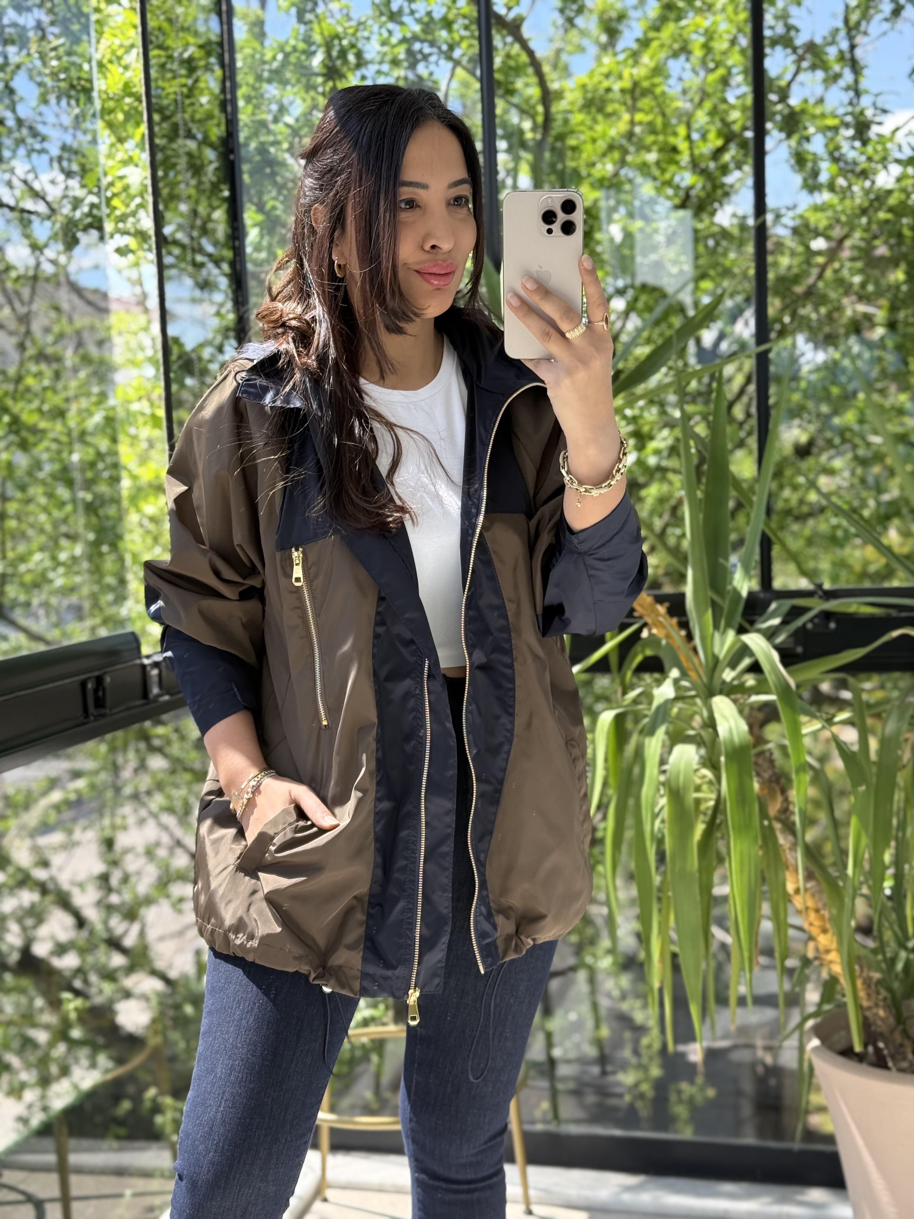 Gold Fermuarlı Yağmurluk Lacivert