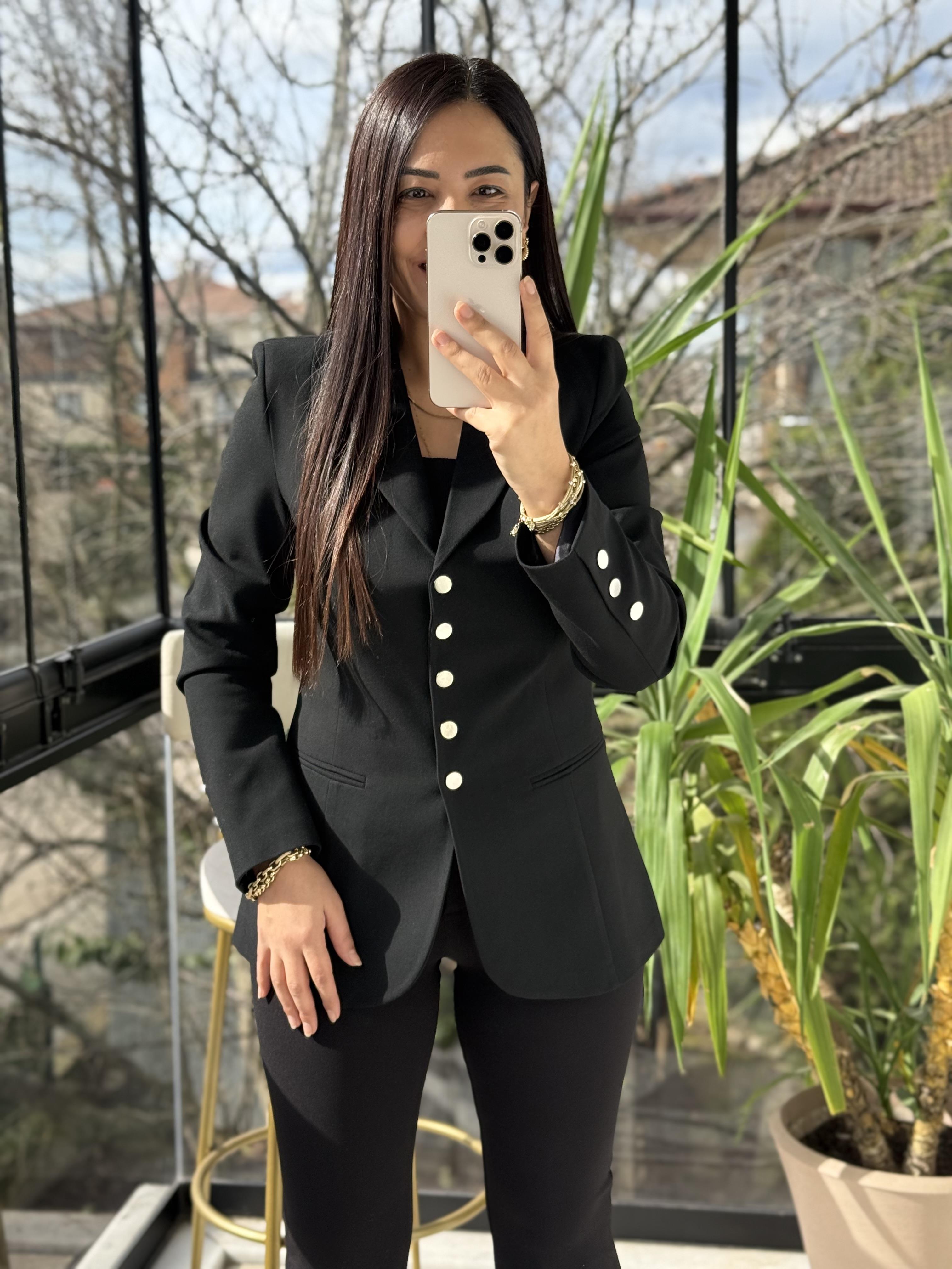 Beş Düğme Slimfit Blazer Ceket Siyah