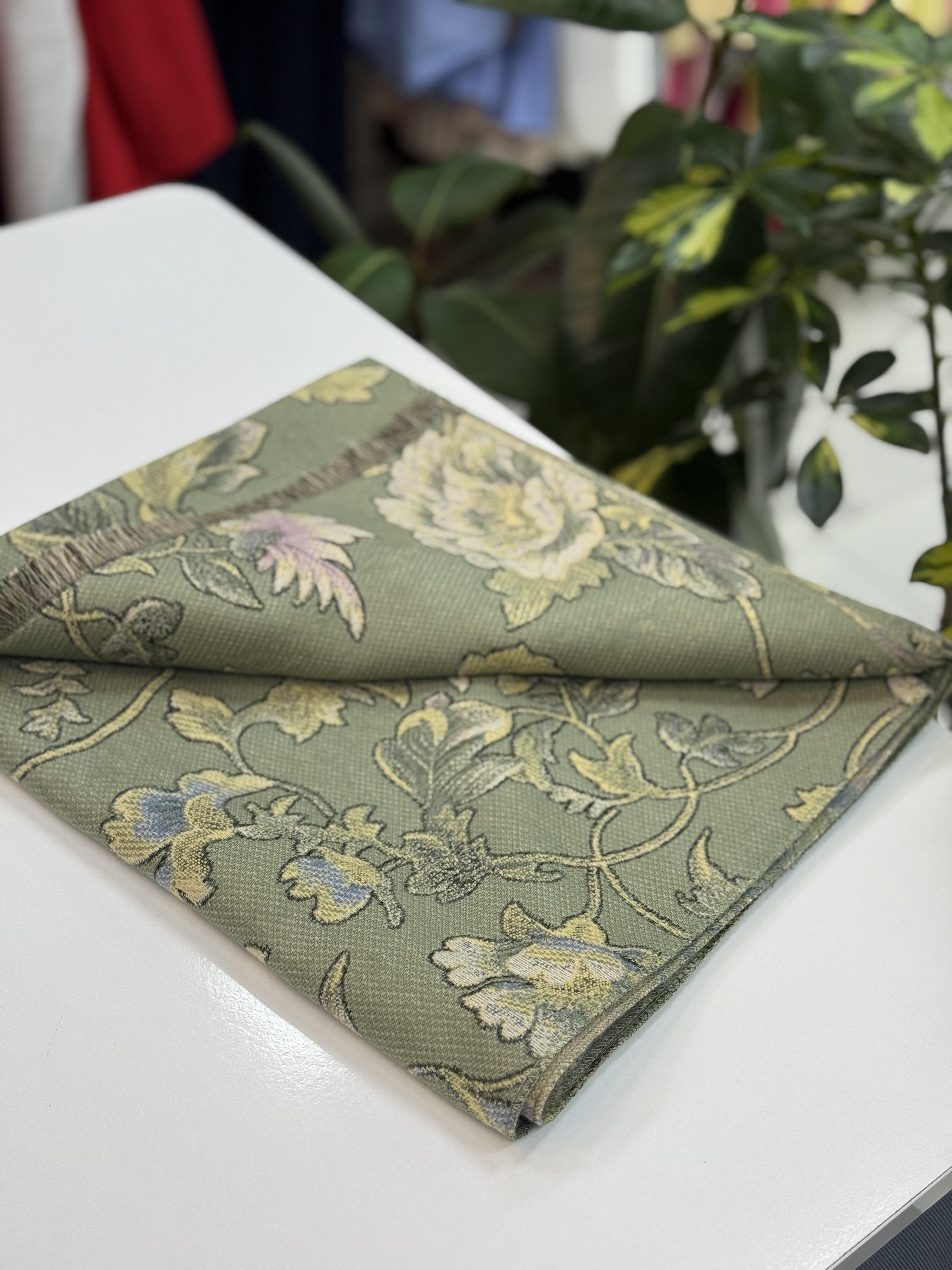 İthal Desenli  Kaşmir Şal Yeşil