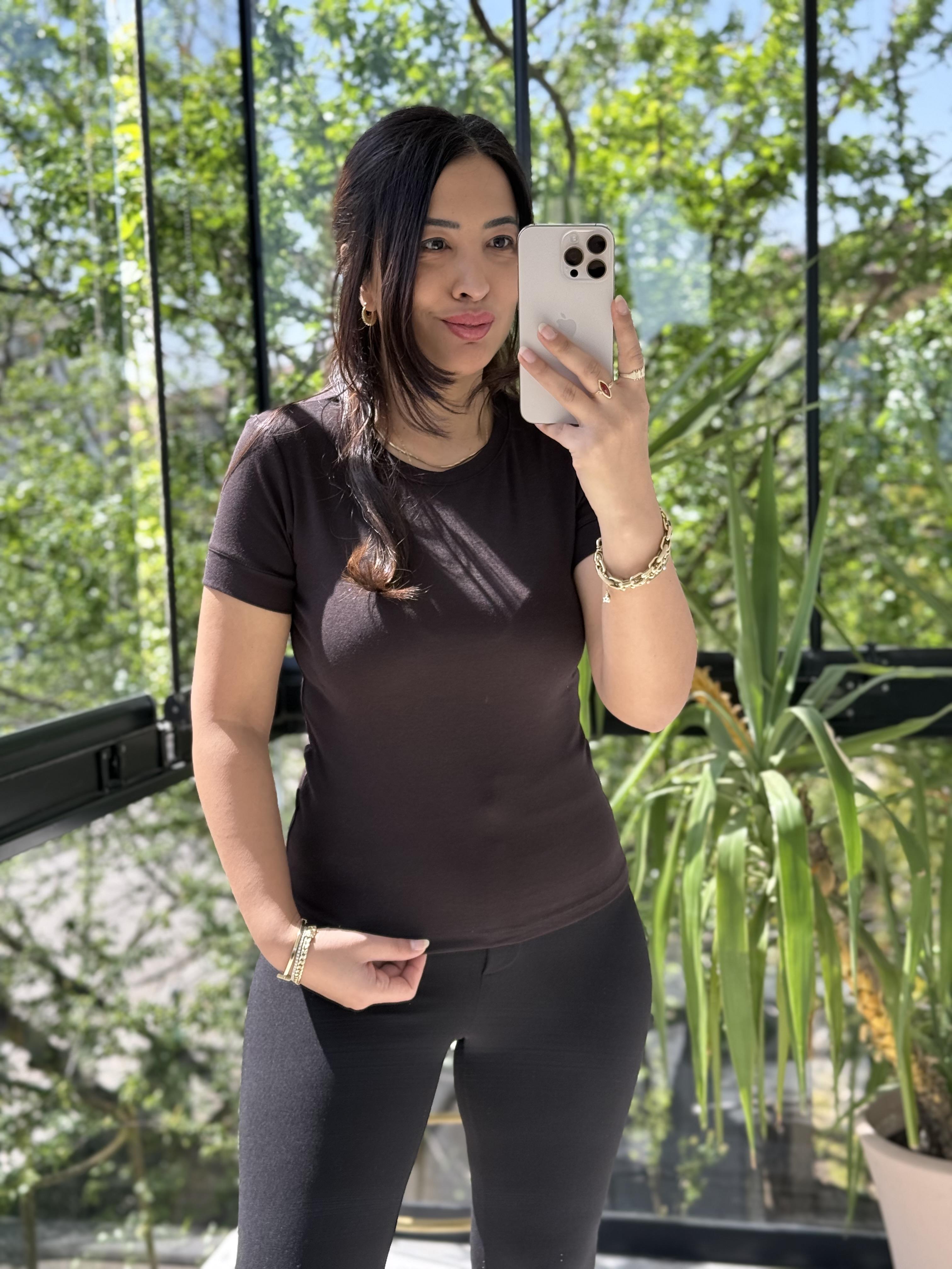 Dilvin Kısa Kollu Tişört Koyu Kahve