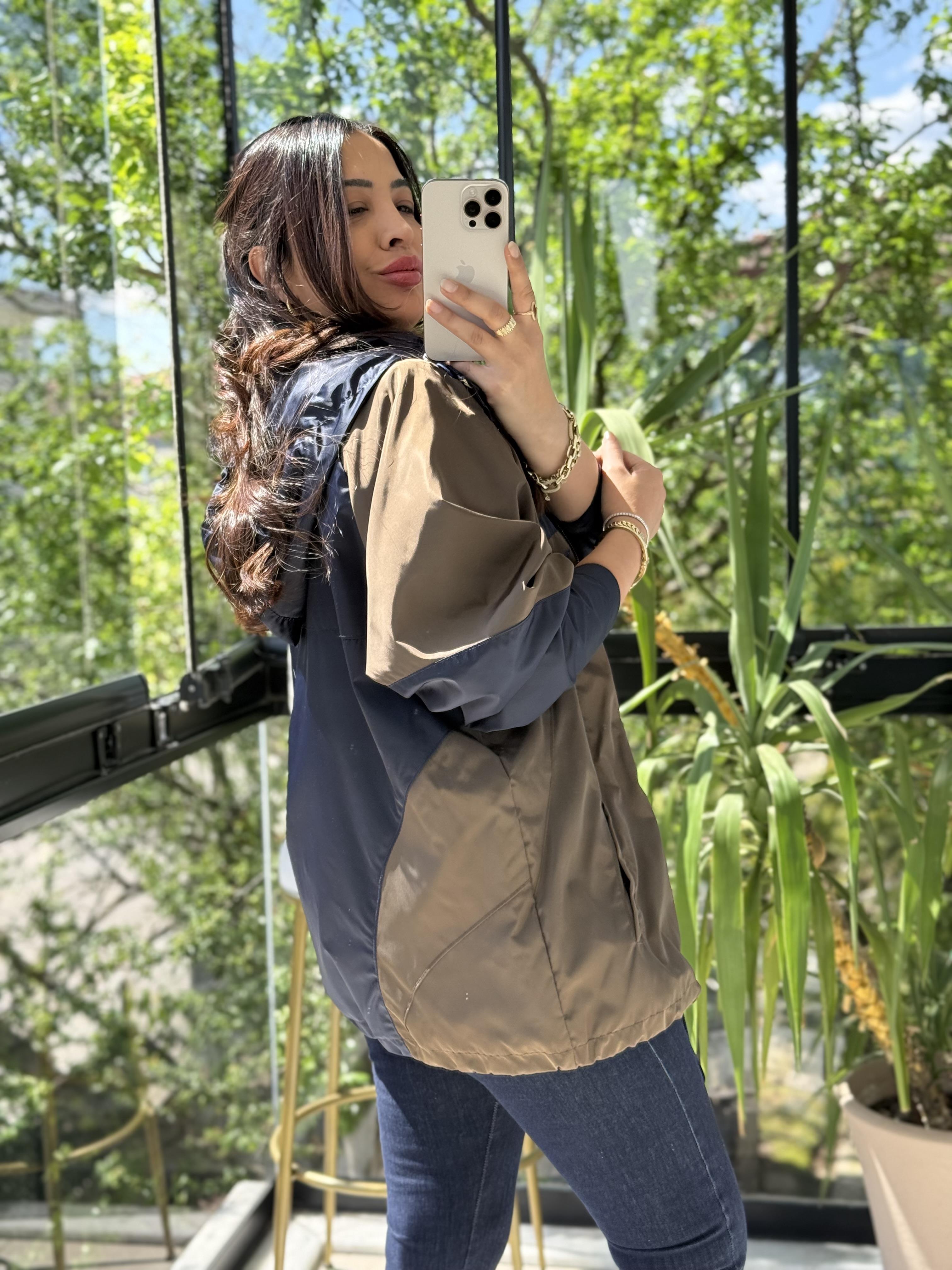 Gold Fermuarlı Yağmurluk Lacivert