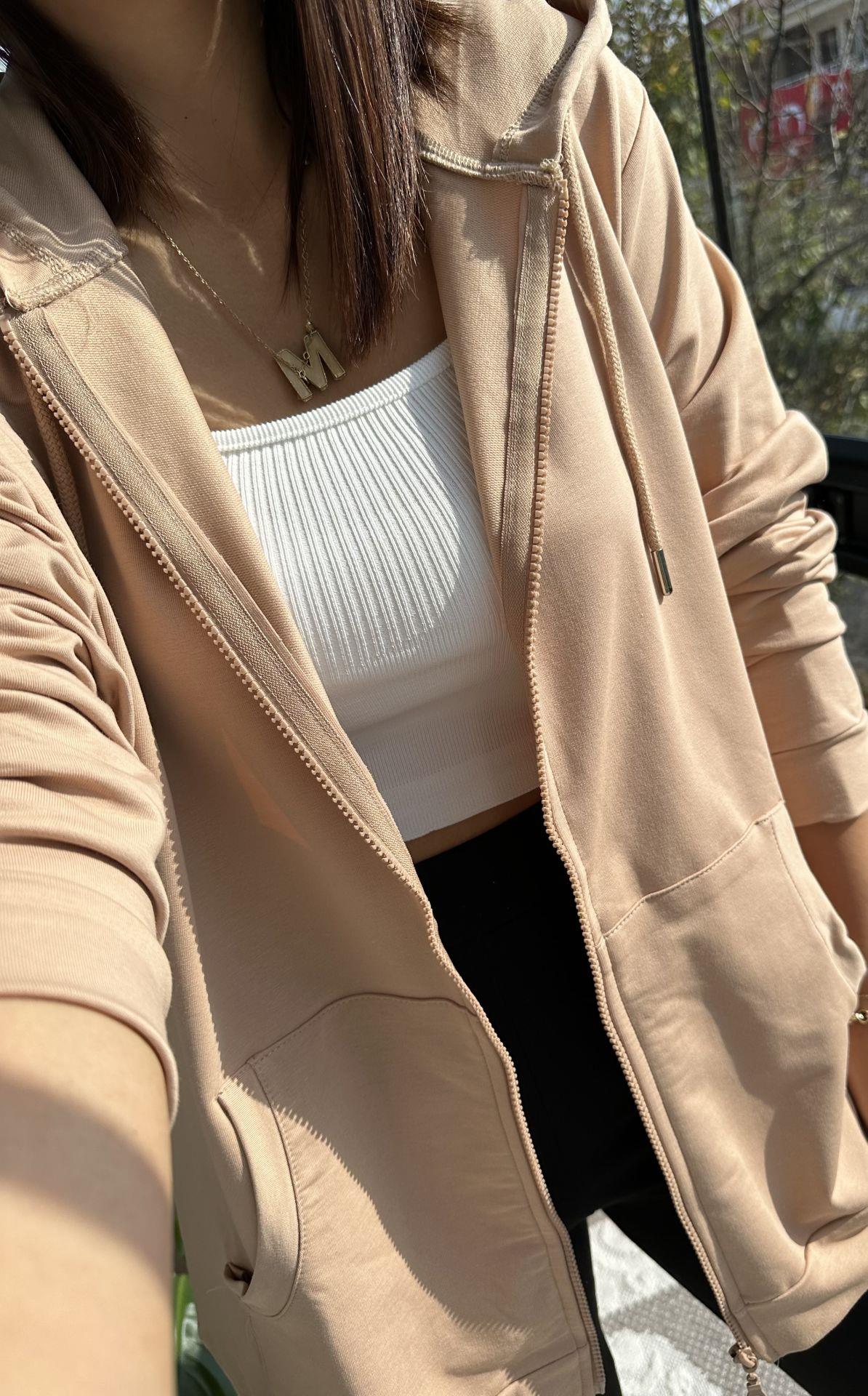 Fermuarlı Sweatshirt Vizon