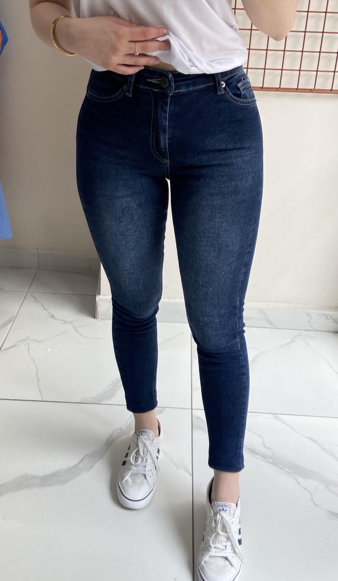 Lacivert Taşlamalı jean