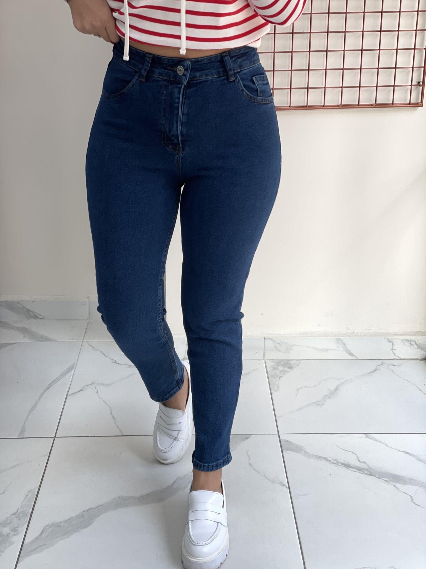 Mavi Yüksek Bel Boyfriend Jean