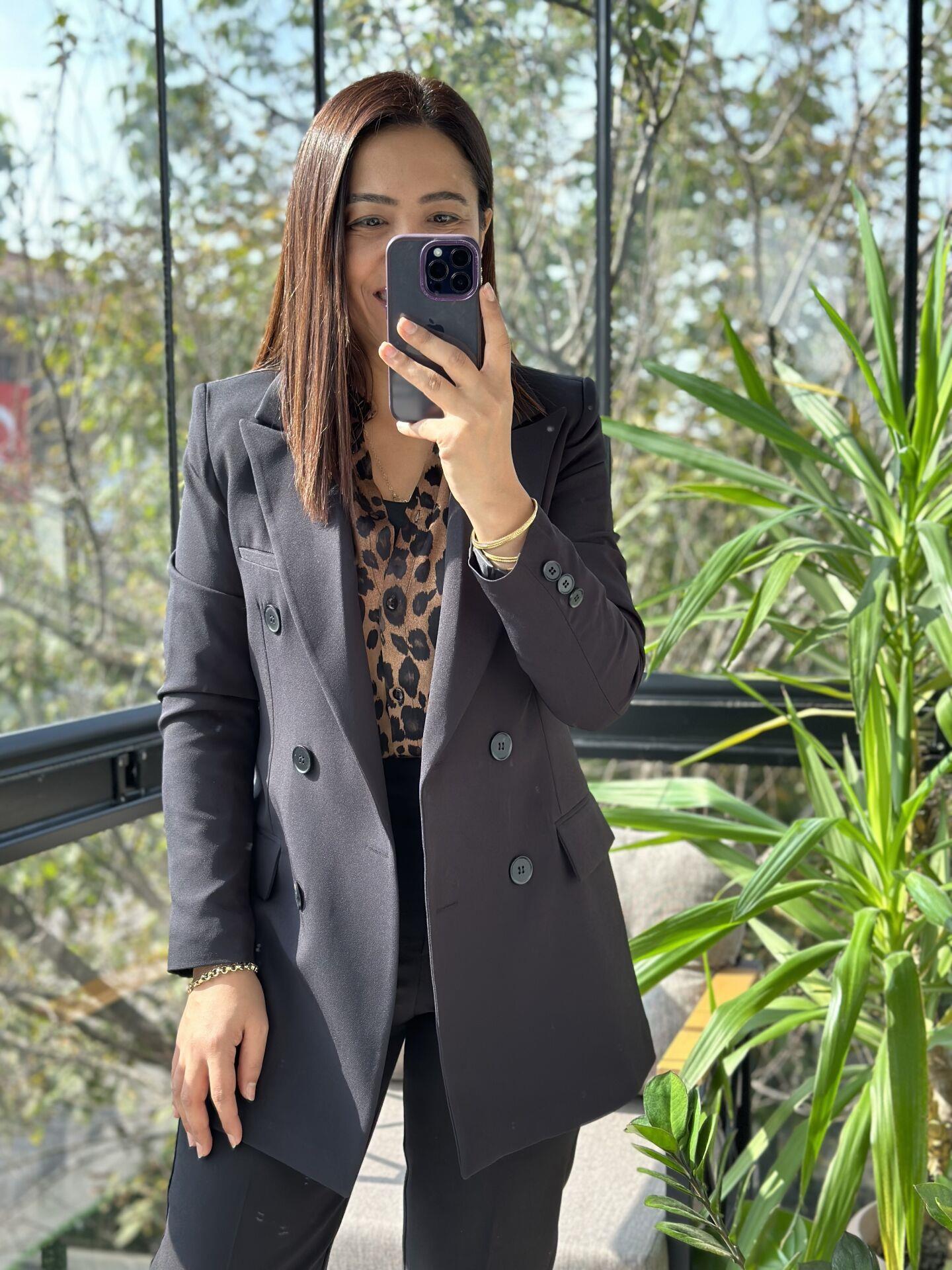 Siyah Kruvaze Blazer Ceket