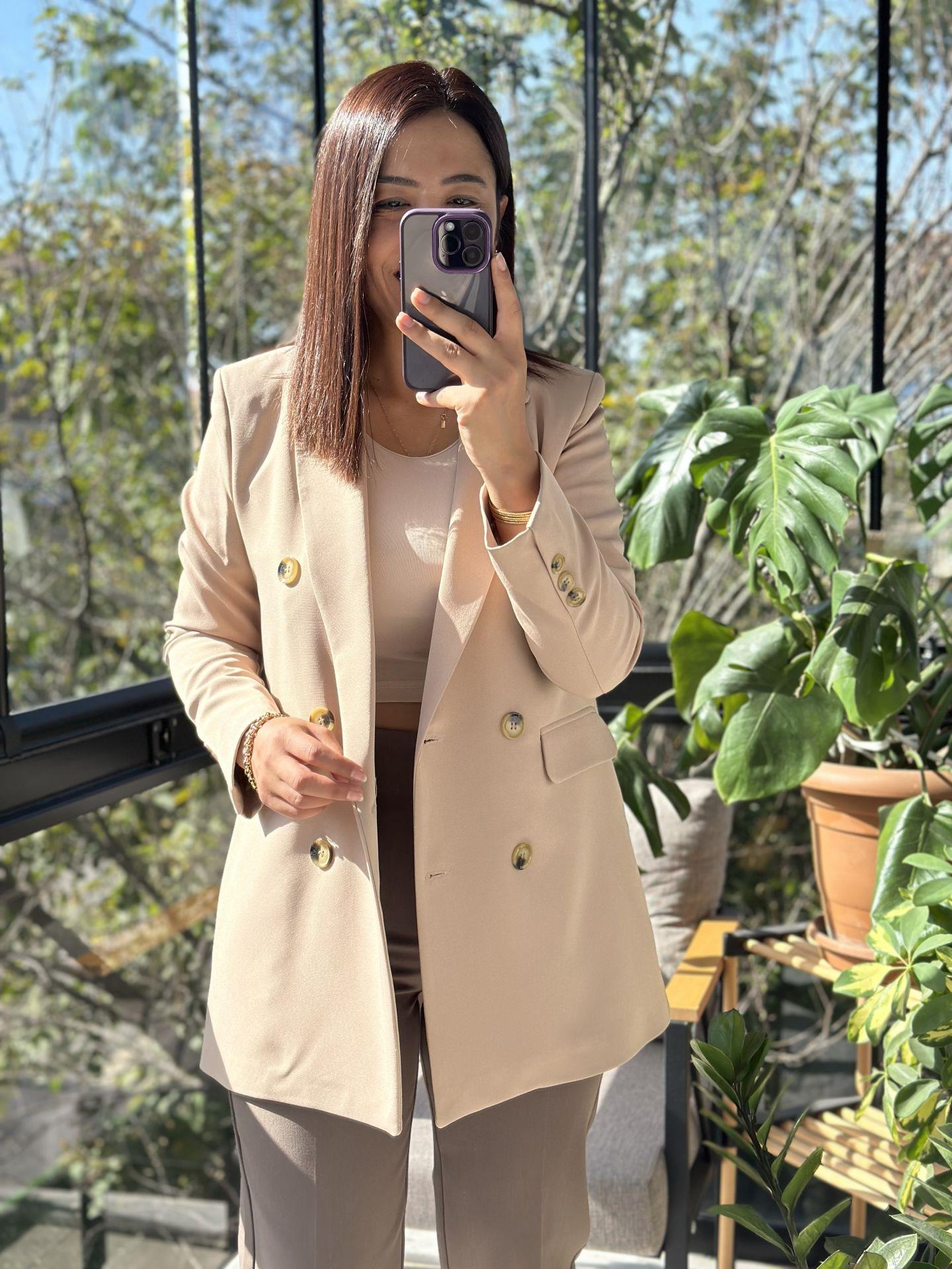 Slimfit Rahat Kalıp Blazer Bej